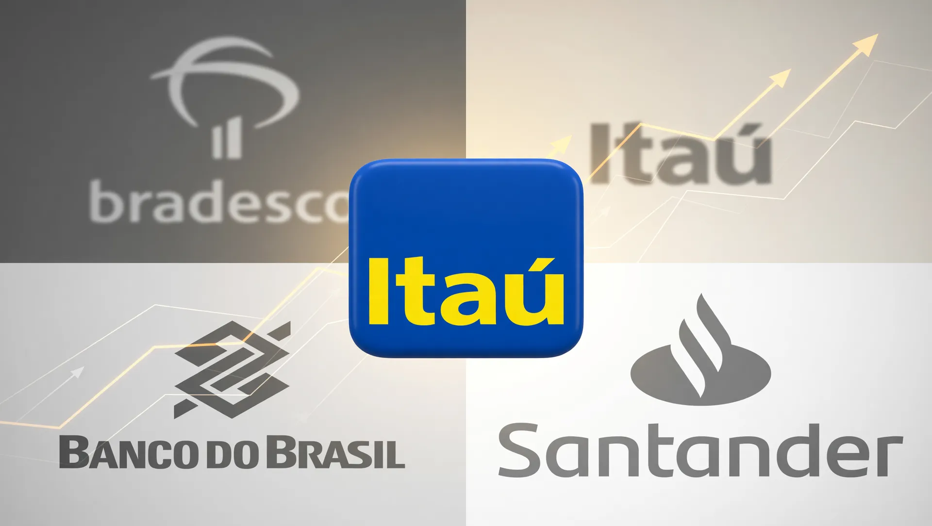 Bancos brasileiros em composição visual editorial com destaque para lucro Itaú primeiro trimestre 2026
