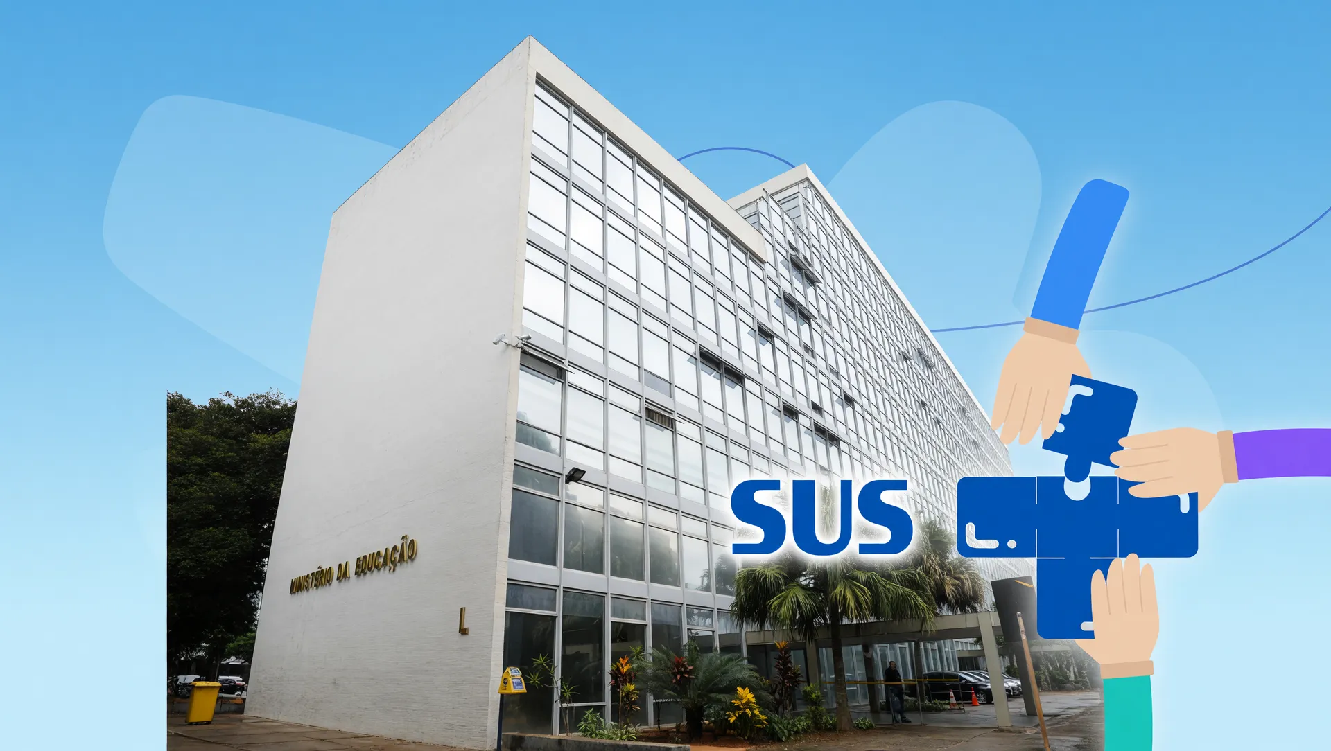 Fachada do MEC e símbolo do SUS representam as novas diretrizes curso de enfermagem