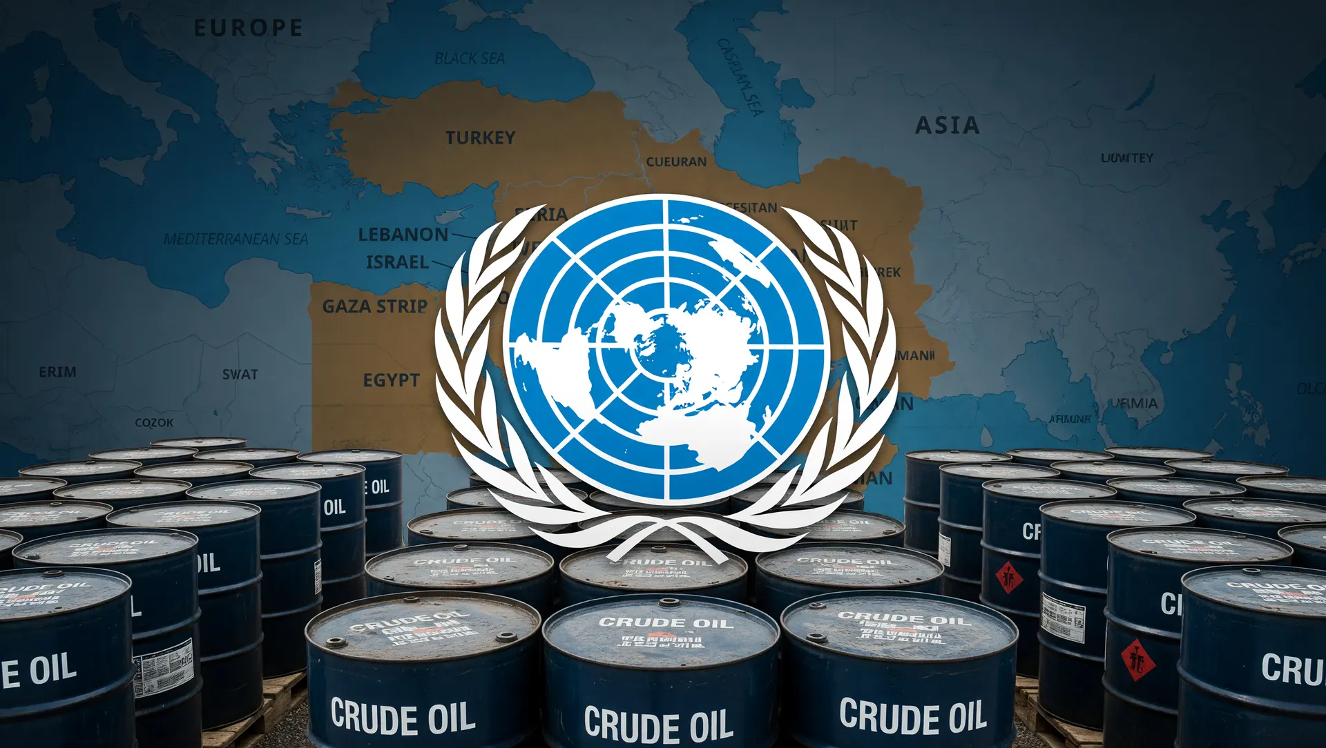 ONU, Oriente Médio e petróleo em colagem editorial sobre crescimento econômico global 2026