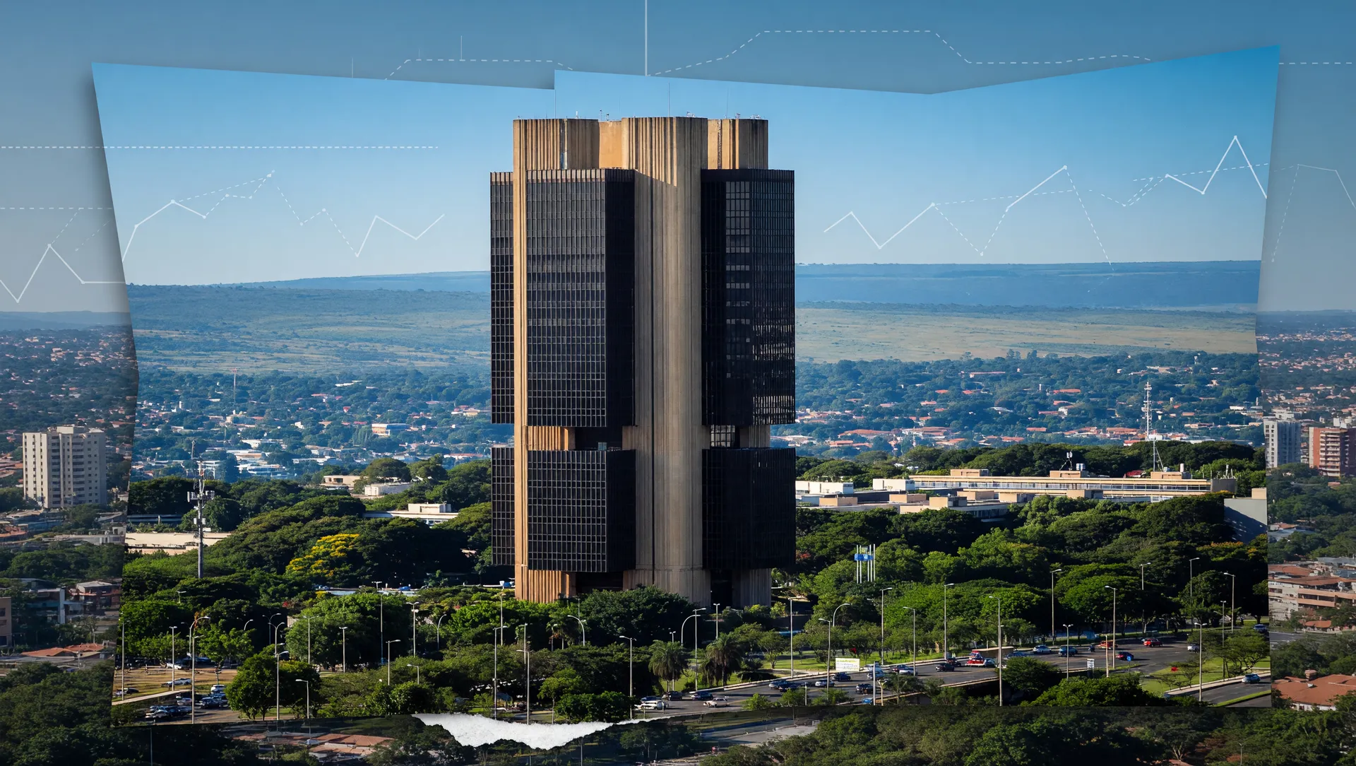Banco Central em vista aérea, símbolo da prévia do PIB primeiro trimestre 2026