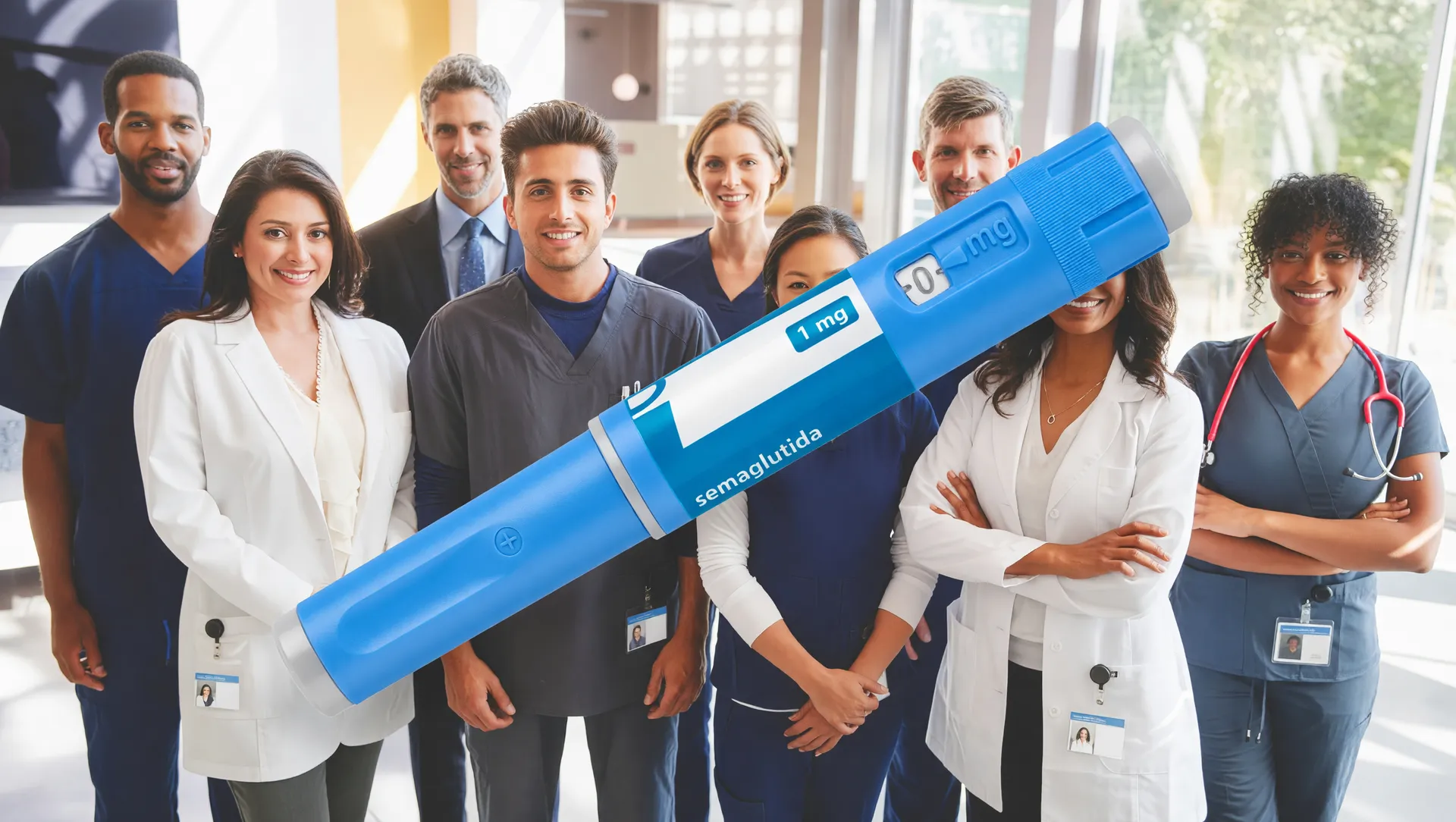 Caneta semaglutida GLP-1 e equipe médica ilustrando o reajuste plano de saúde empresarial 2026