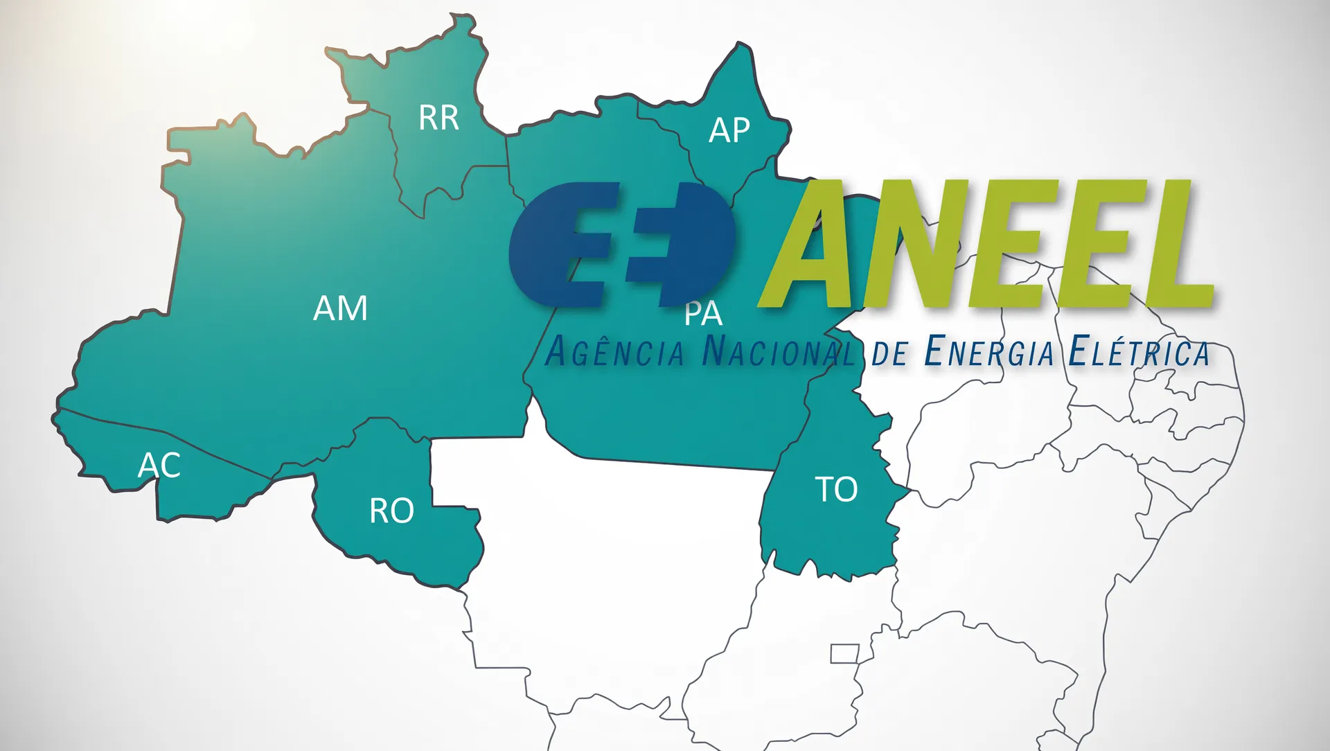 Marca da Aneel sobre mapa da Região Norte, simbolizando a redução conta de luz 2026 em distribuidoras brasileiras