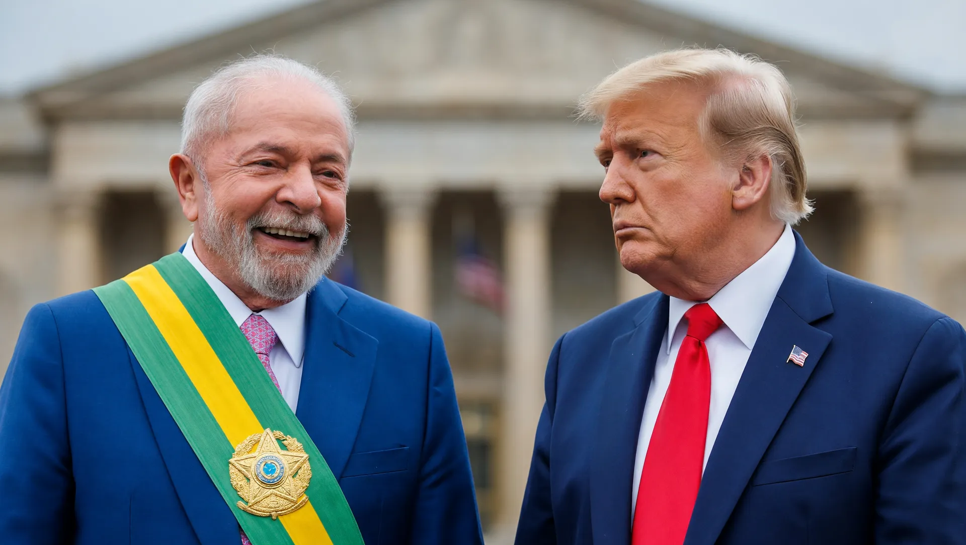 Lula e Trump em retratos presidenciais, representando a reunião Lula Trump Casa Branca