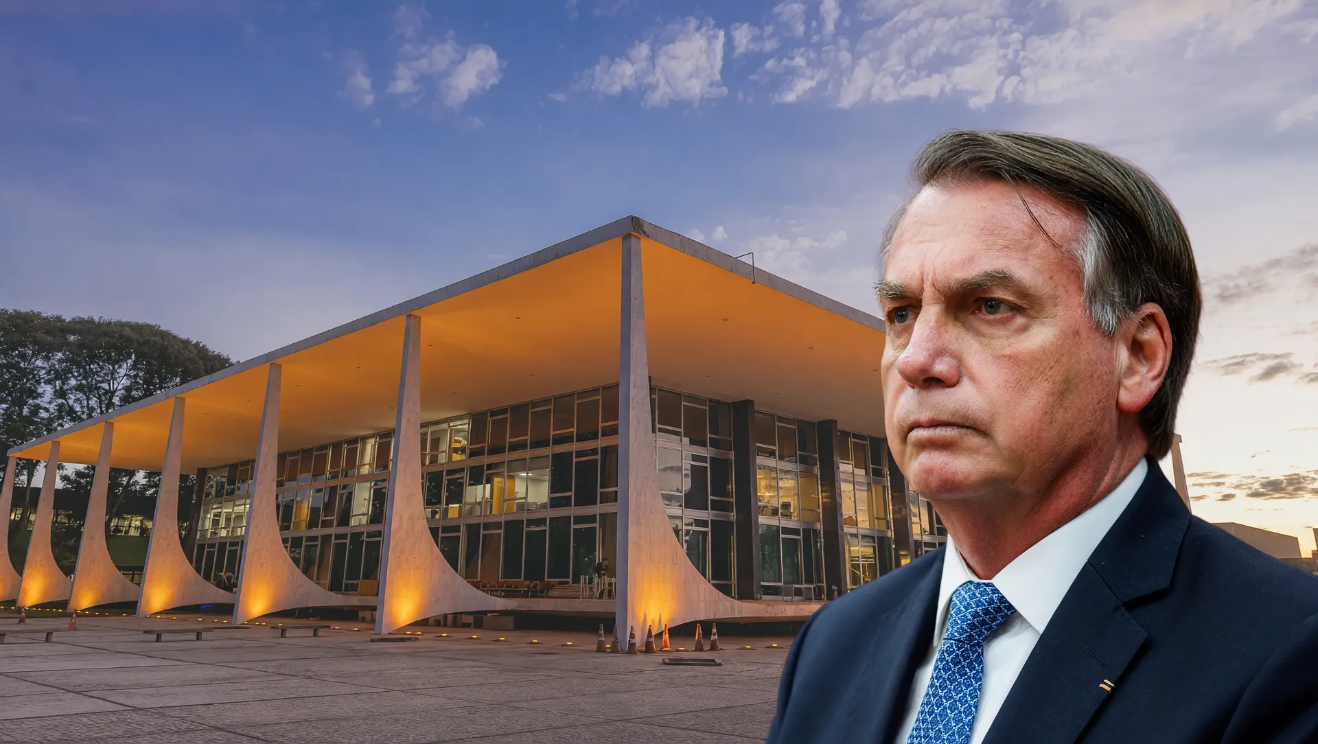 STF ao entardecer com Jair Bolsonaro em sessão; revisão criminal do golpe