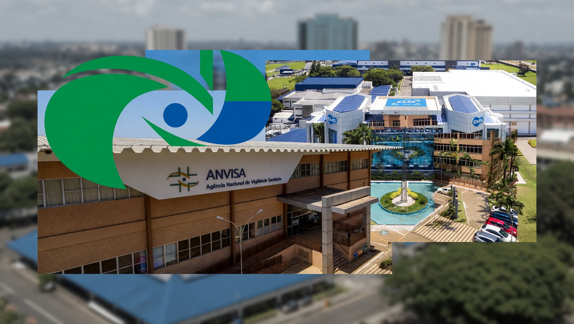 Semaglutida nacional aprovada Anvisa: a sede da agência e da EMS em composição visual destacada