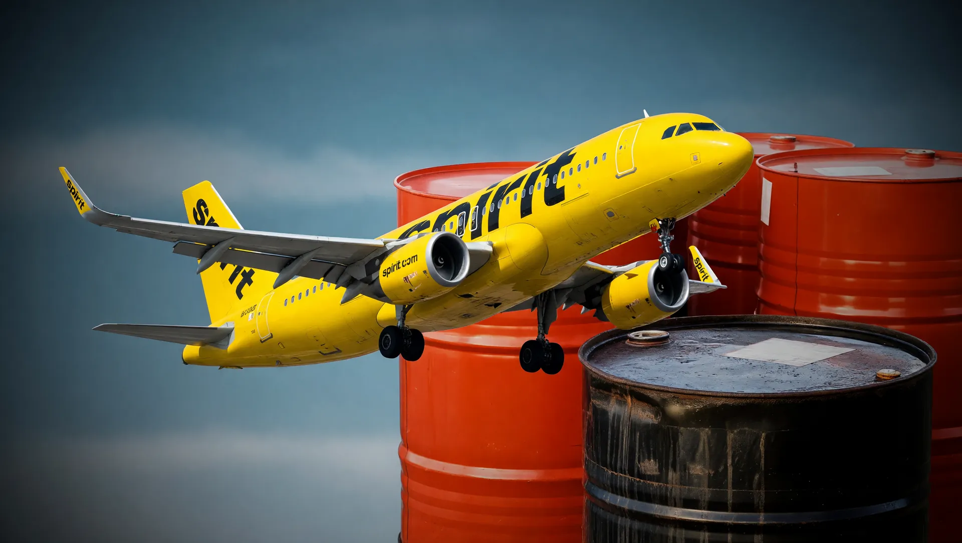 Spirit Airlines cancelamento de voos por crise de combustível com barris de petróleo