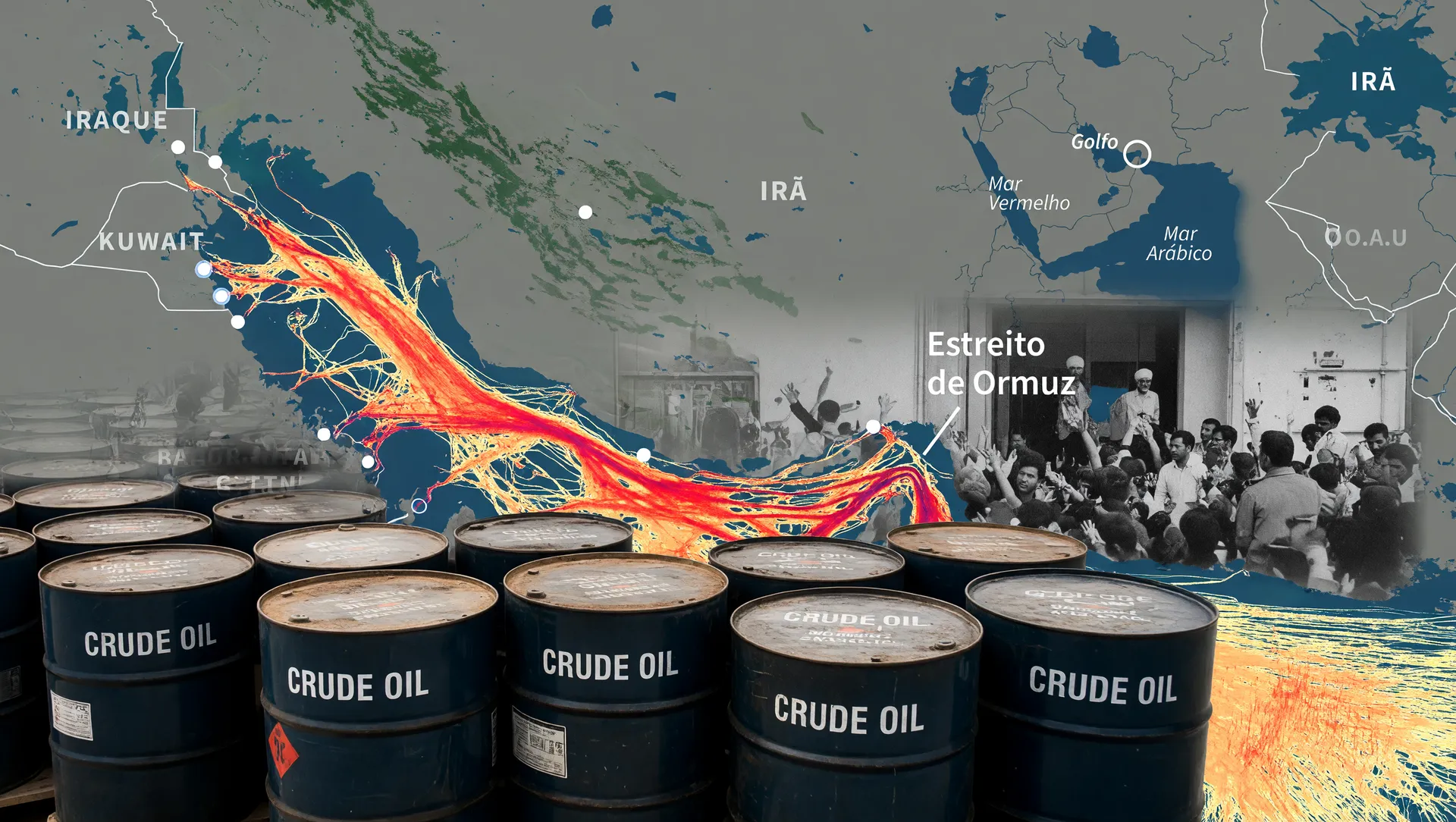 Superpetroleiros cruzam Estreito de Ormuz com 6 milhões de barris em bloqueio naval
