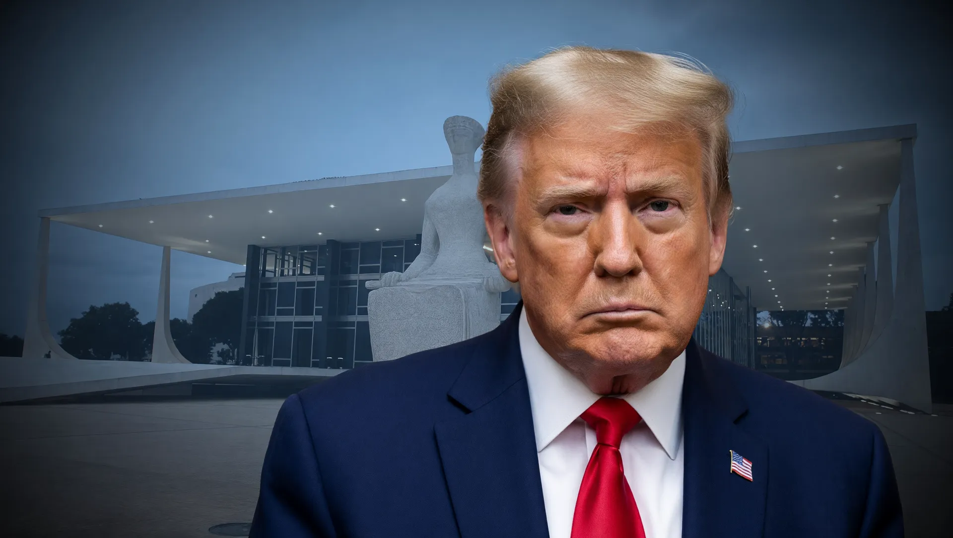 Retrato editorial de Trump e tribunal de apelações sobre decisão da tarifa global