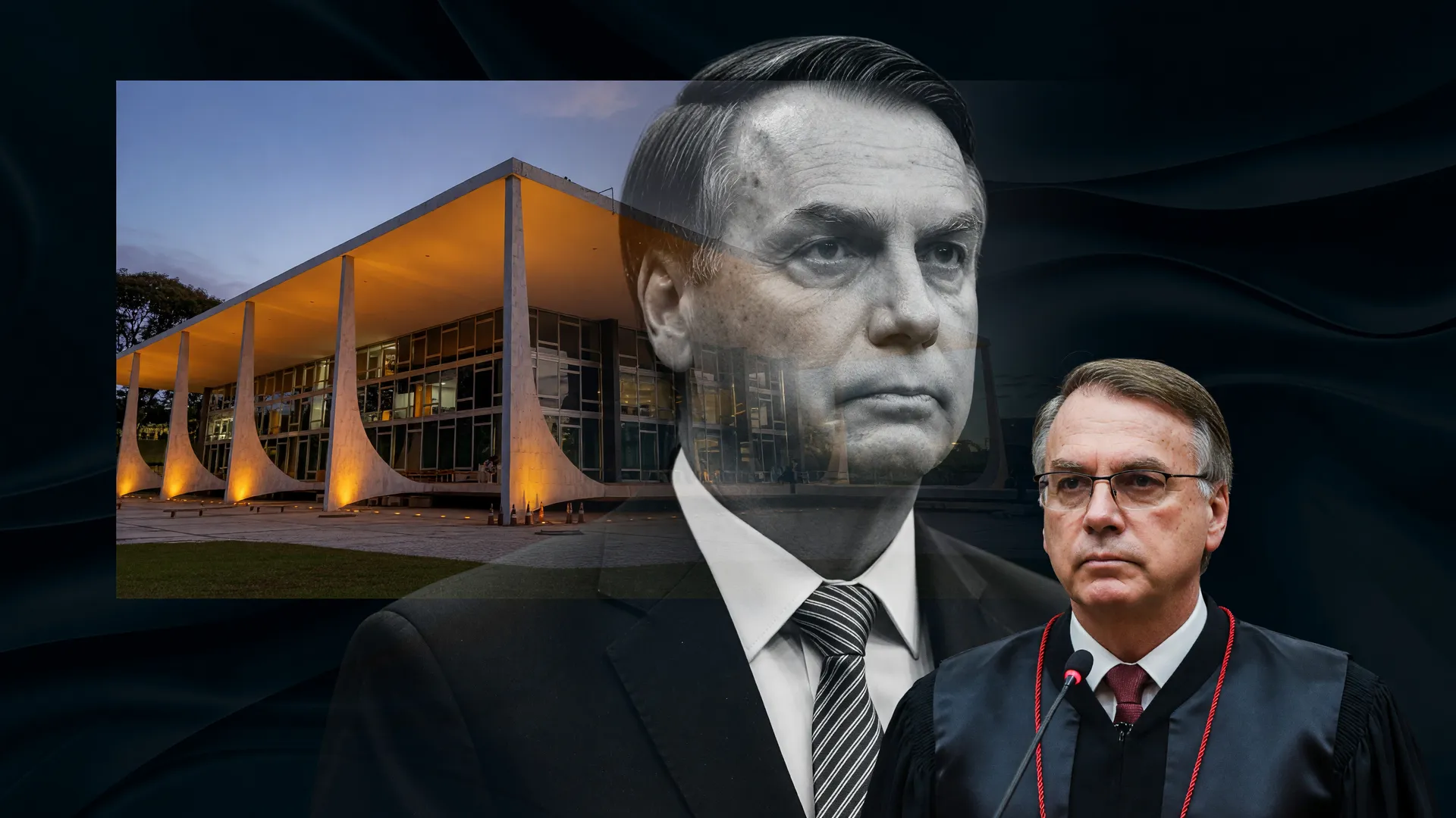 Abin paralela transferência primeira instância: fachada do STF, Bolsonaro e Paulo Gonet em composição institucional