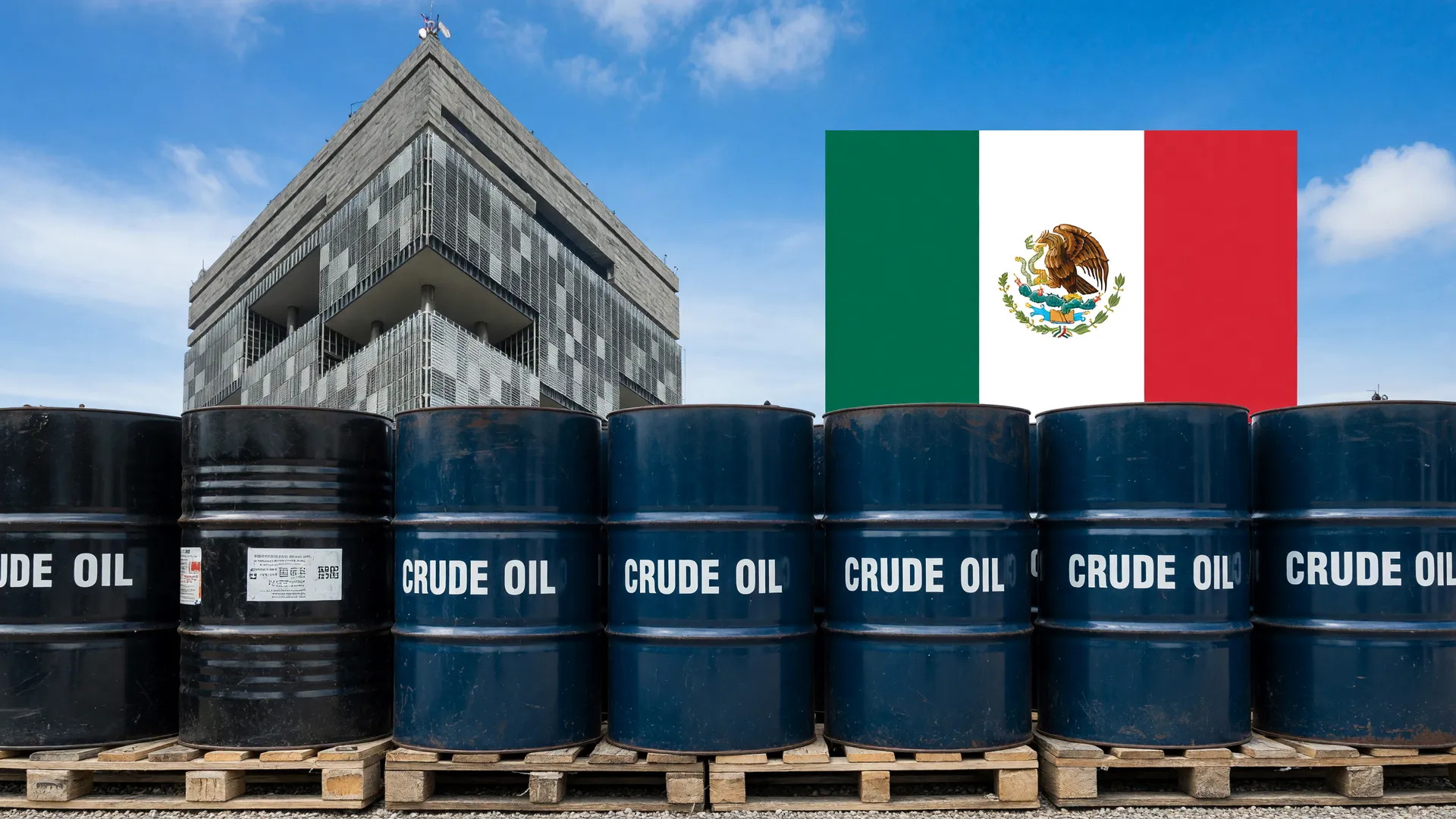 Barris de petróleo industrial em acordo Petrobras Pemex para exploração de petróleo e gás no Golfo do México