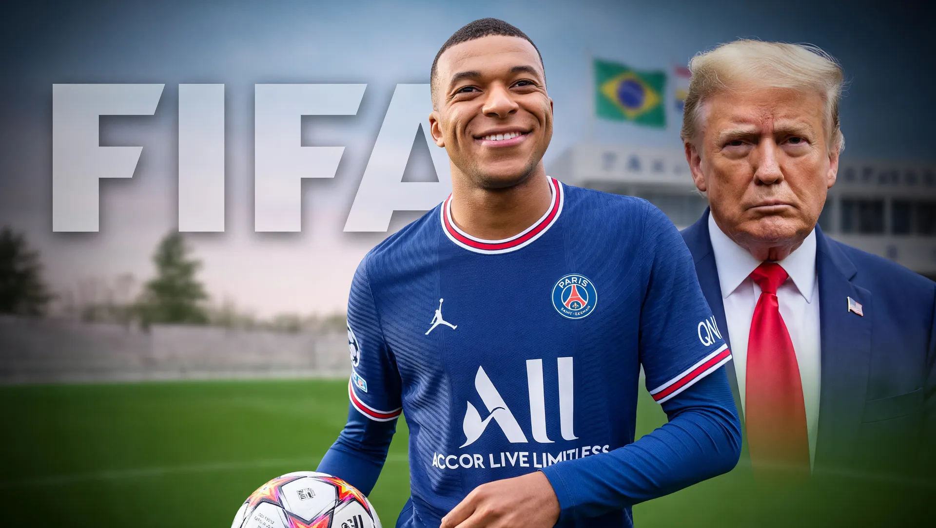 Logo FIFA e jogador em uniforme no estádio, contexto político do anfitrião para apostas esportivas Copa do Mundo 2026