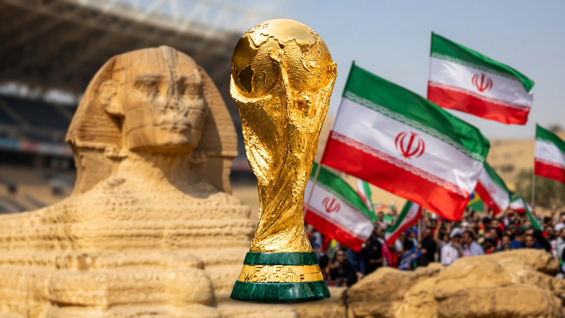 Bandeiras LGBT Copa do Mundo Seattle em jogo entre Egito e Irã com símbolo FIFA