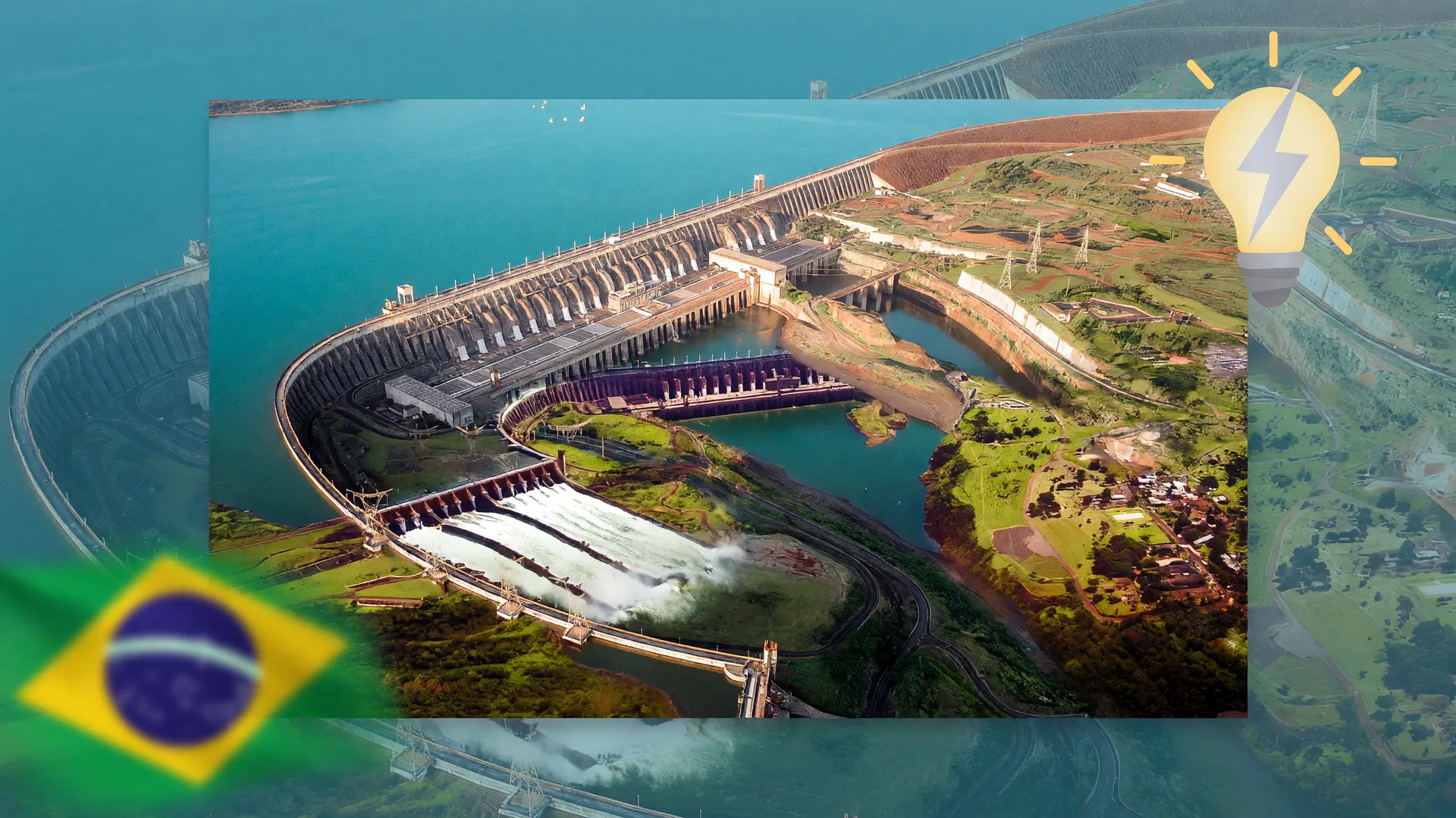Barragem de Itaipu vista aérea com água cristalina, símbolo do bônus de Itaipu conta de luz