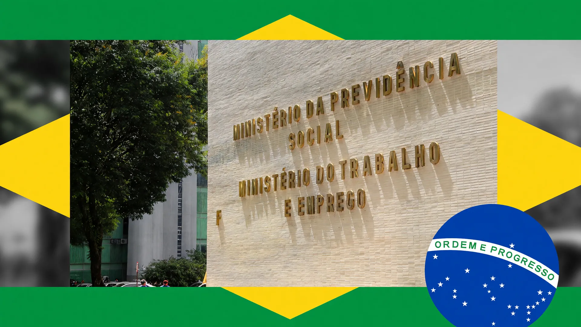 Ministério do Trabalho e bandeira brasileira representando queda em empregos formais Caged maio 2026