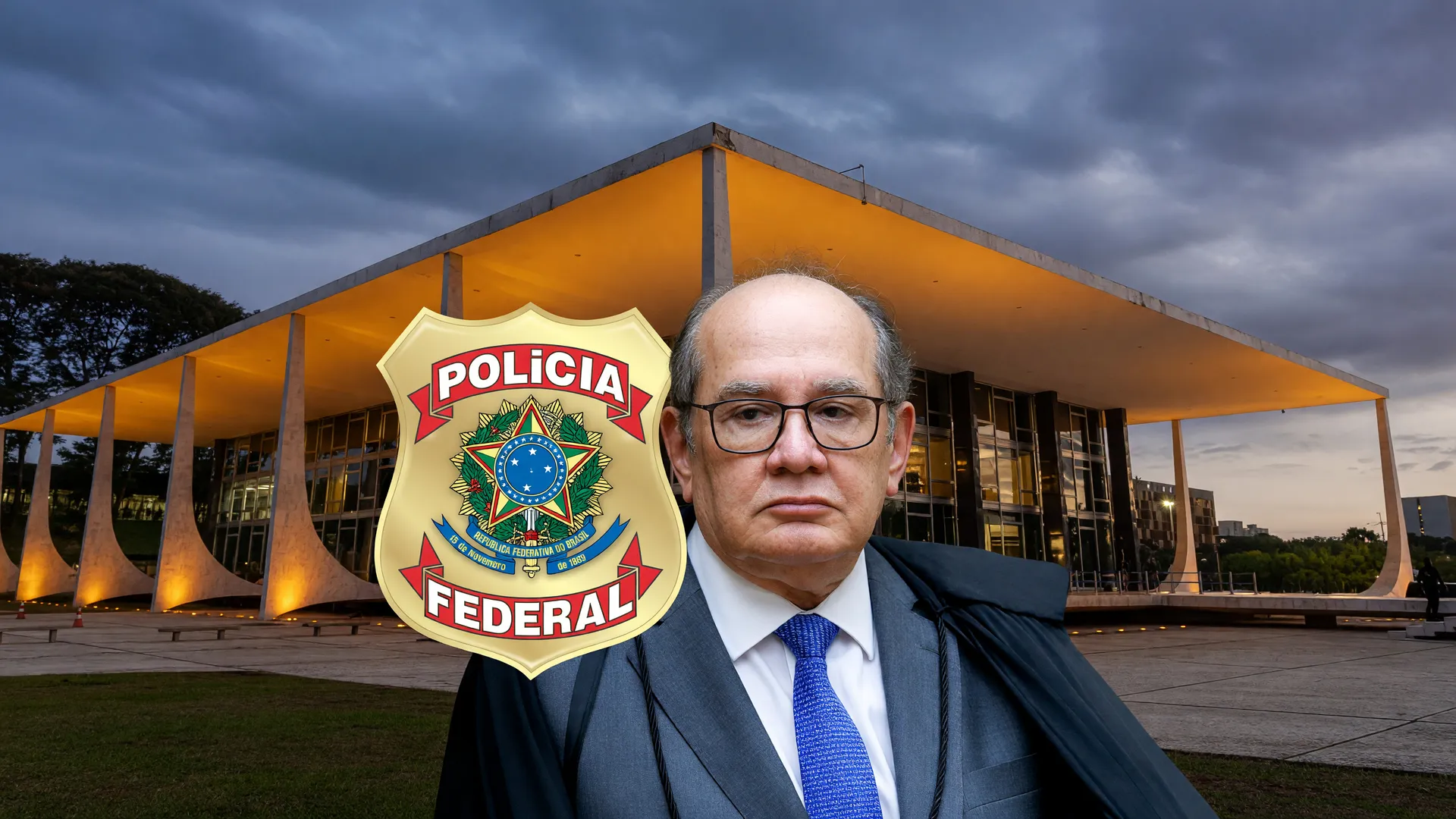 Caso Master - STF julgamento segunda turma: fachada, Gilmar Mendes e Polícia Federal em colagem editorial