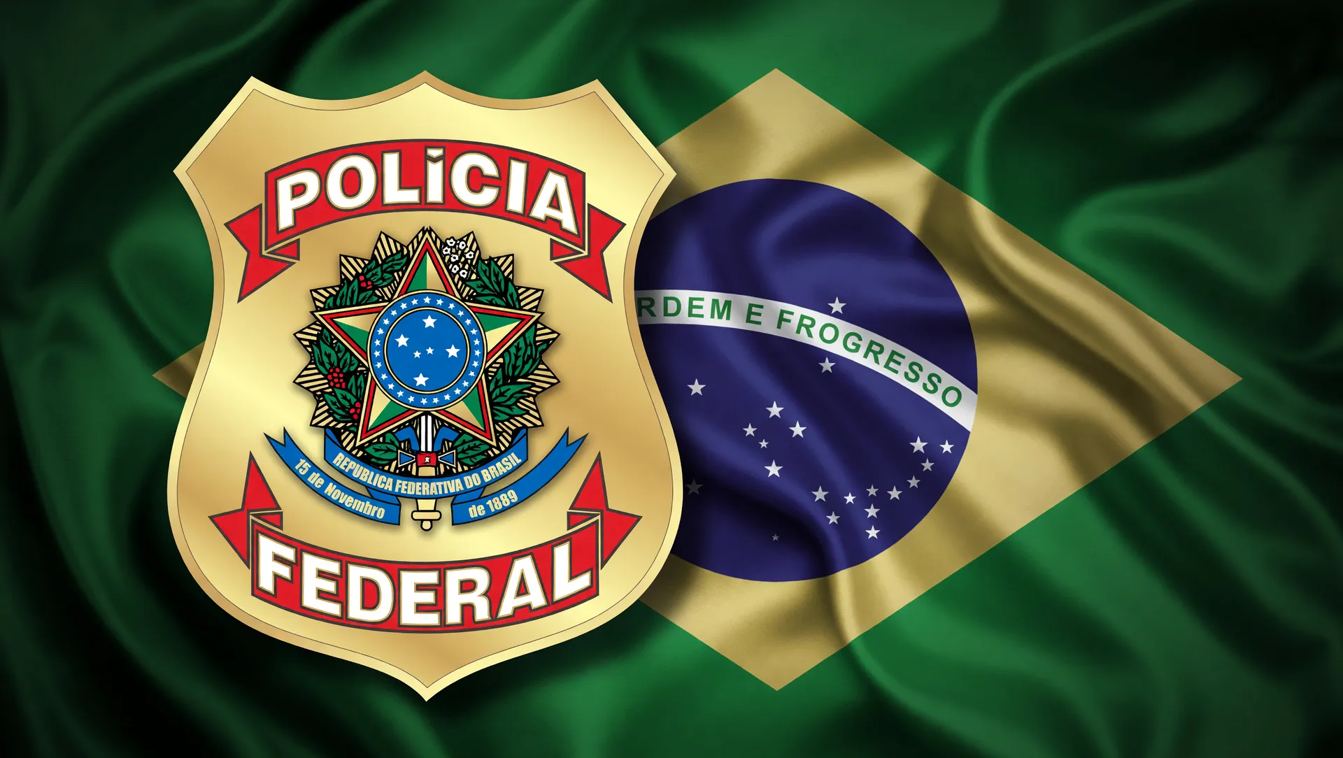 Polícia Federal combate contrabando de cigarro eletrônico: brasão institucional em operação nacional