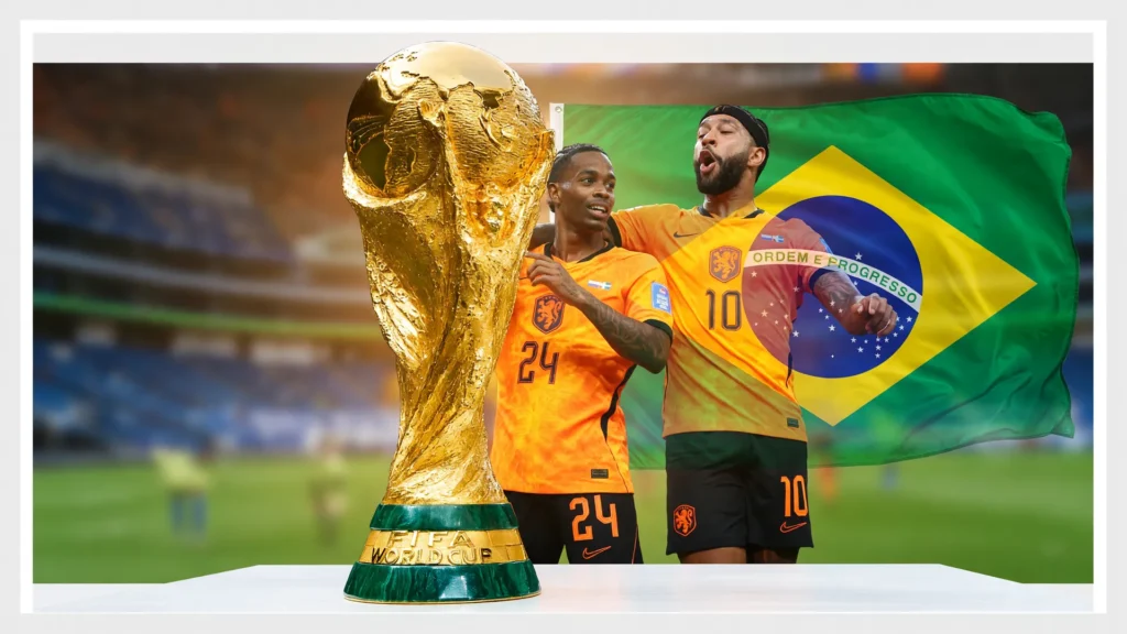 Taça da Copa do Mundo 2026 com seleções classificadas para as oitavas de final do torneio