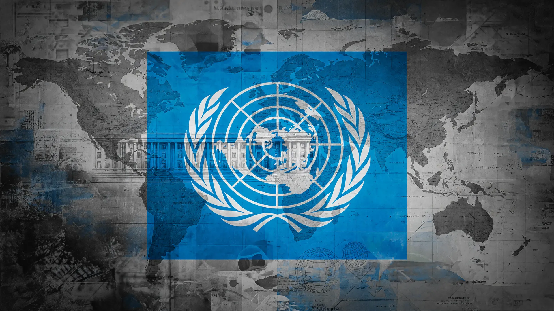 Emblema da ONU representando a resposta global ao crescimento sem precedentes de drogas sintéticas