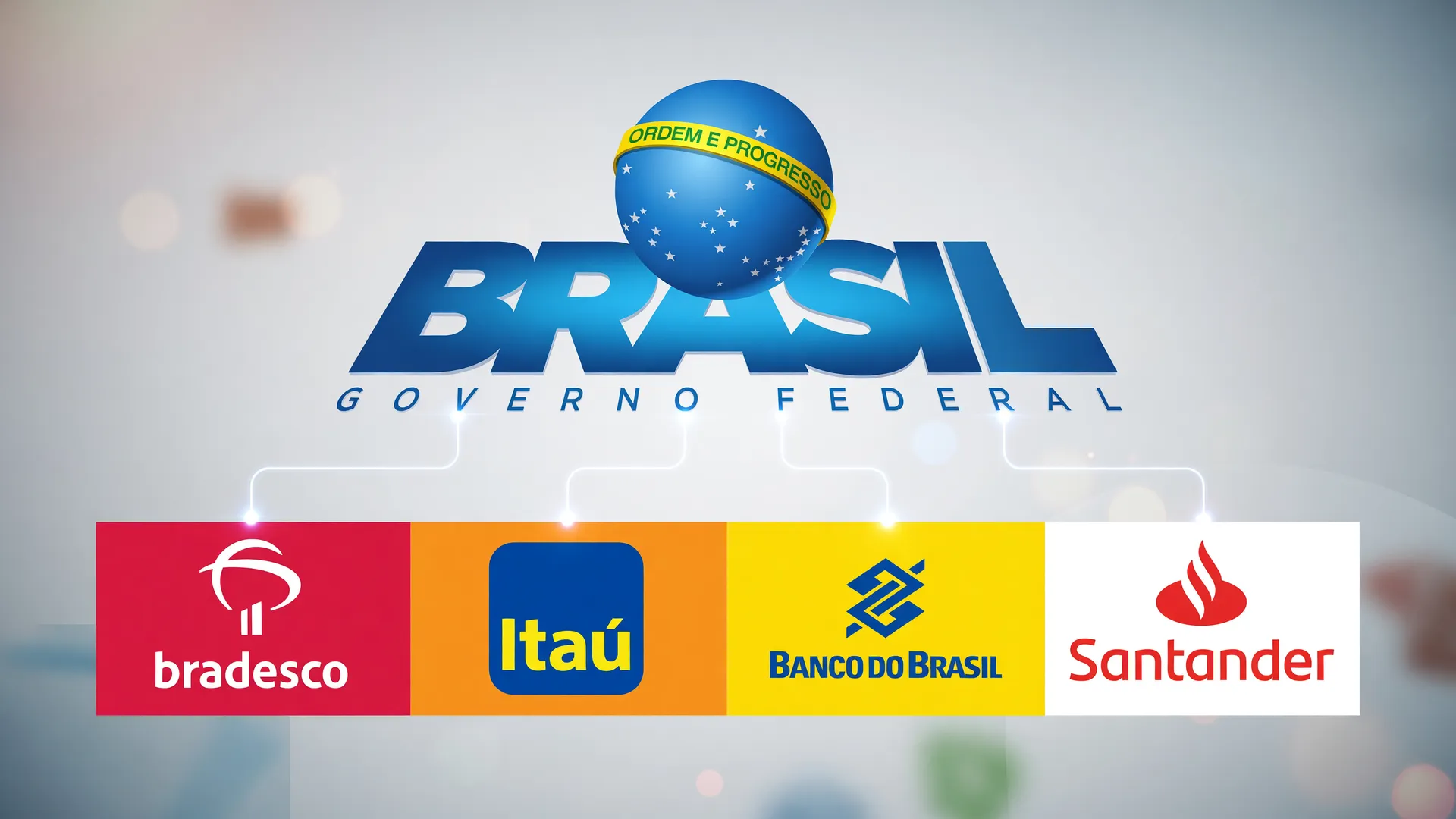 Logotipo do Governo Federal e logos dos bancos brasileiros: saque de dinheiro esquecido do PIS Pasep