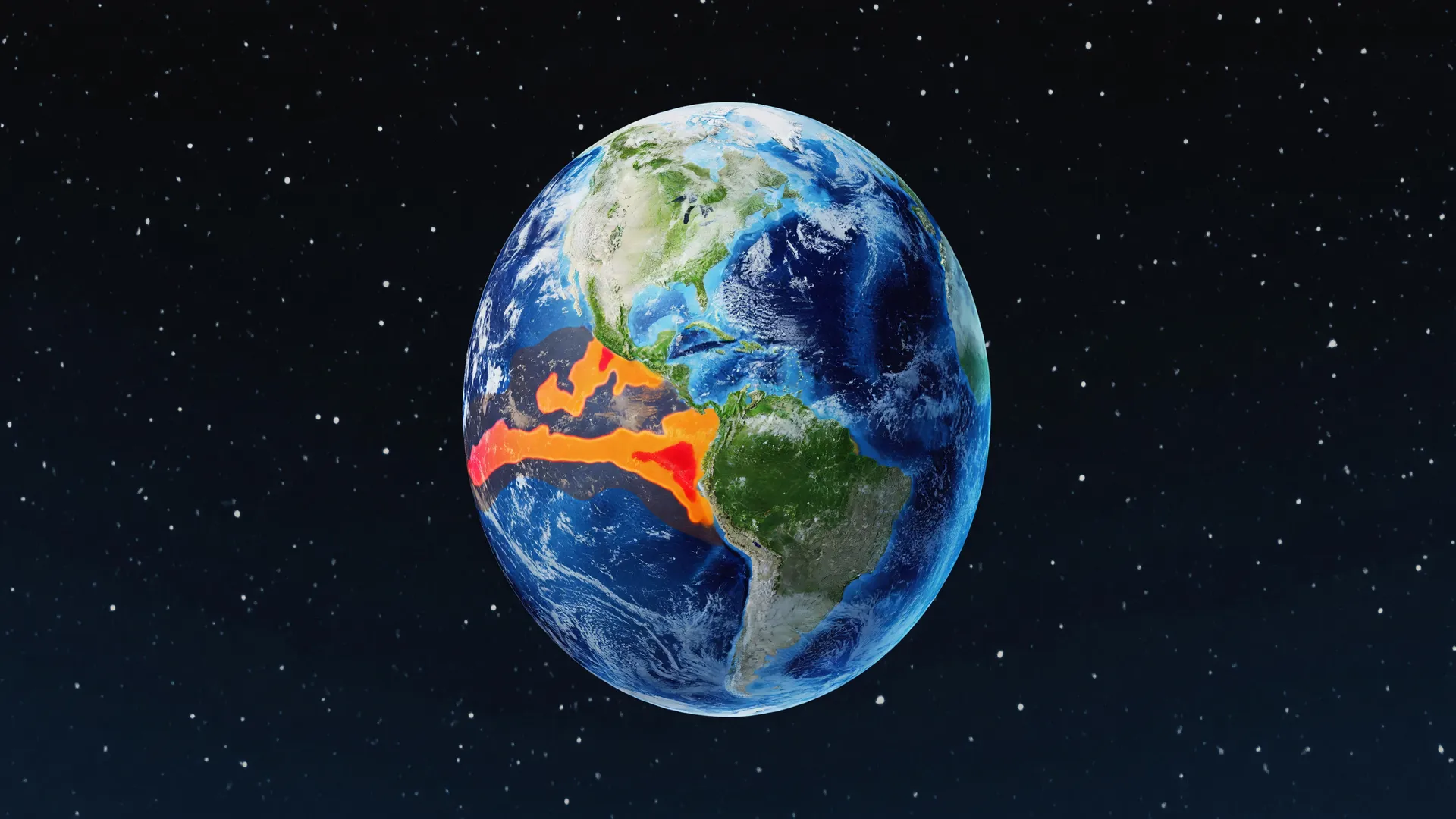 Mapa térmico mostrando El Niño confirmado NOAA 2026 com anomalias em vermelho no Pacífico