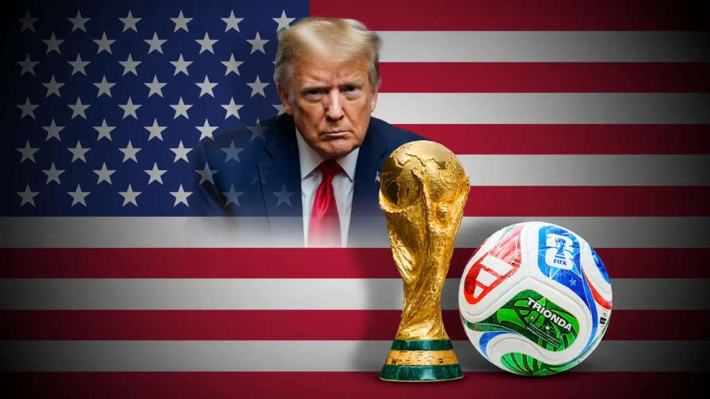 Donald Trump, troféu da Copa e bandeira americana: ICE detendo imigrantes Copa do Mundo 2026