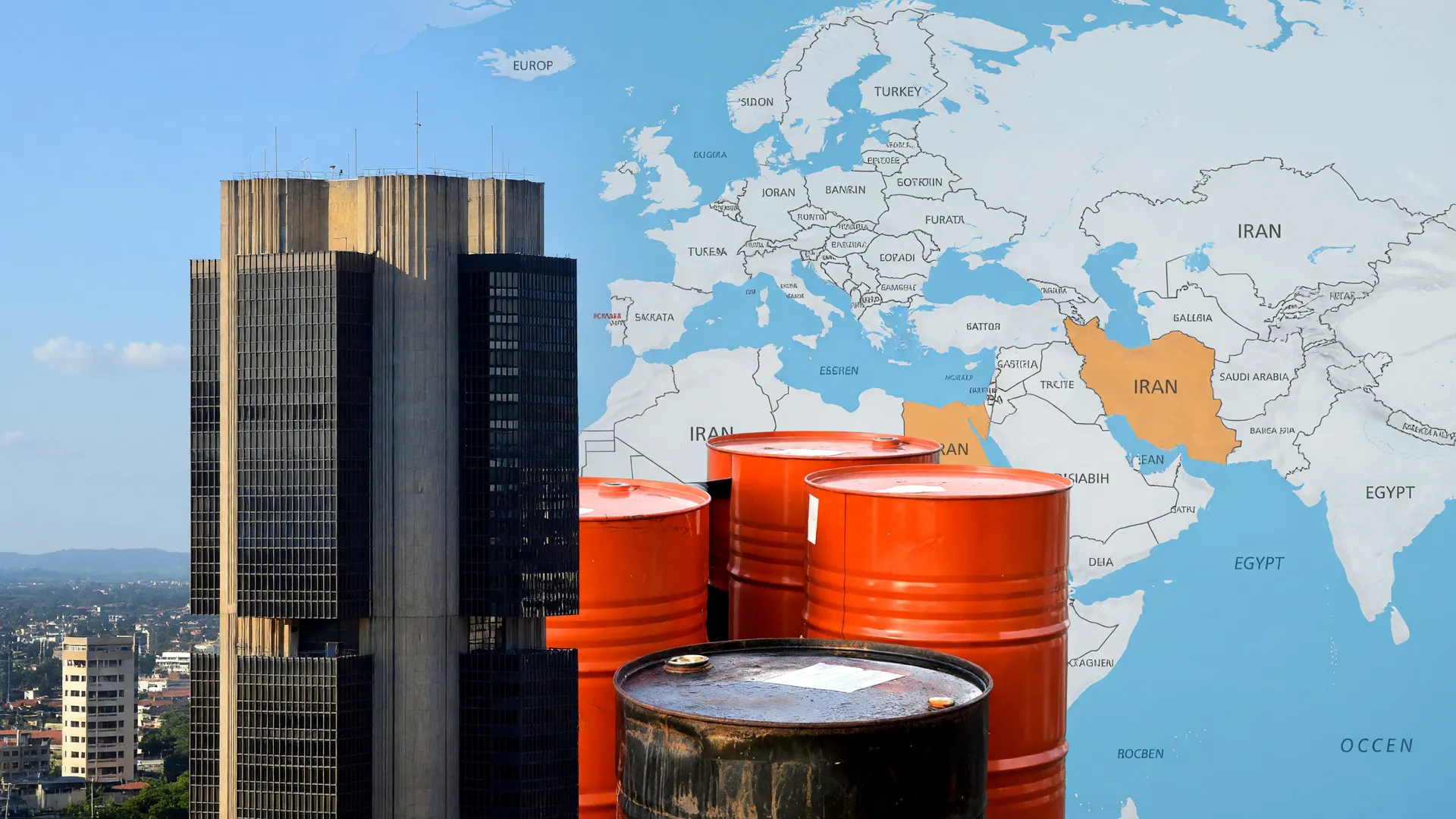 Inflação acima da meta 2026: barris de petróleo, crise do Oriente Médio e Banco Central em colagem editorial