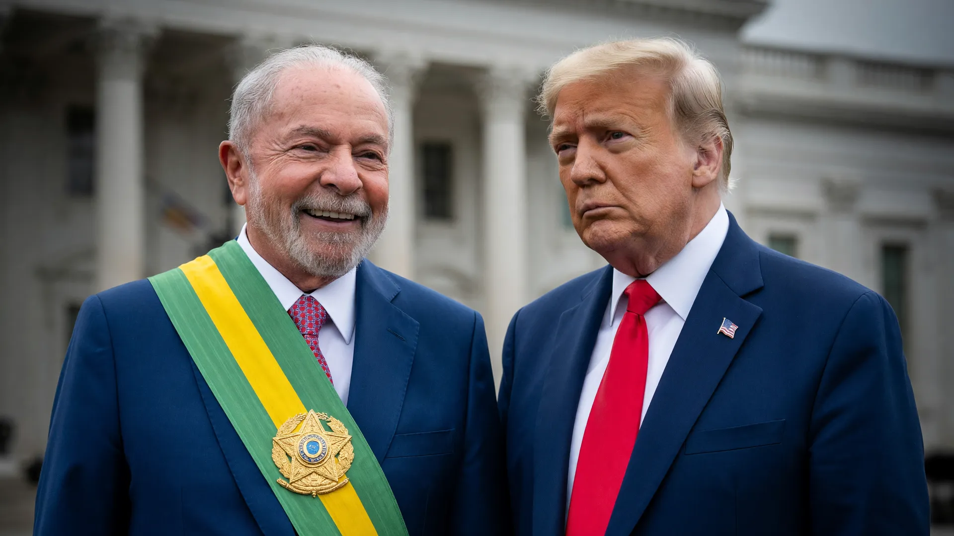 Lula e Trump em composição editorial que sugere encontro diplomático no G7 da França