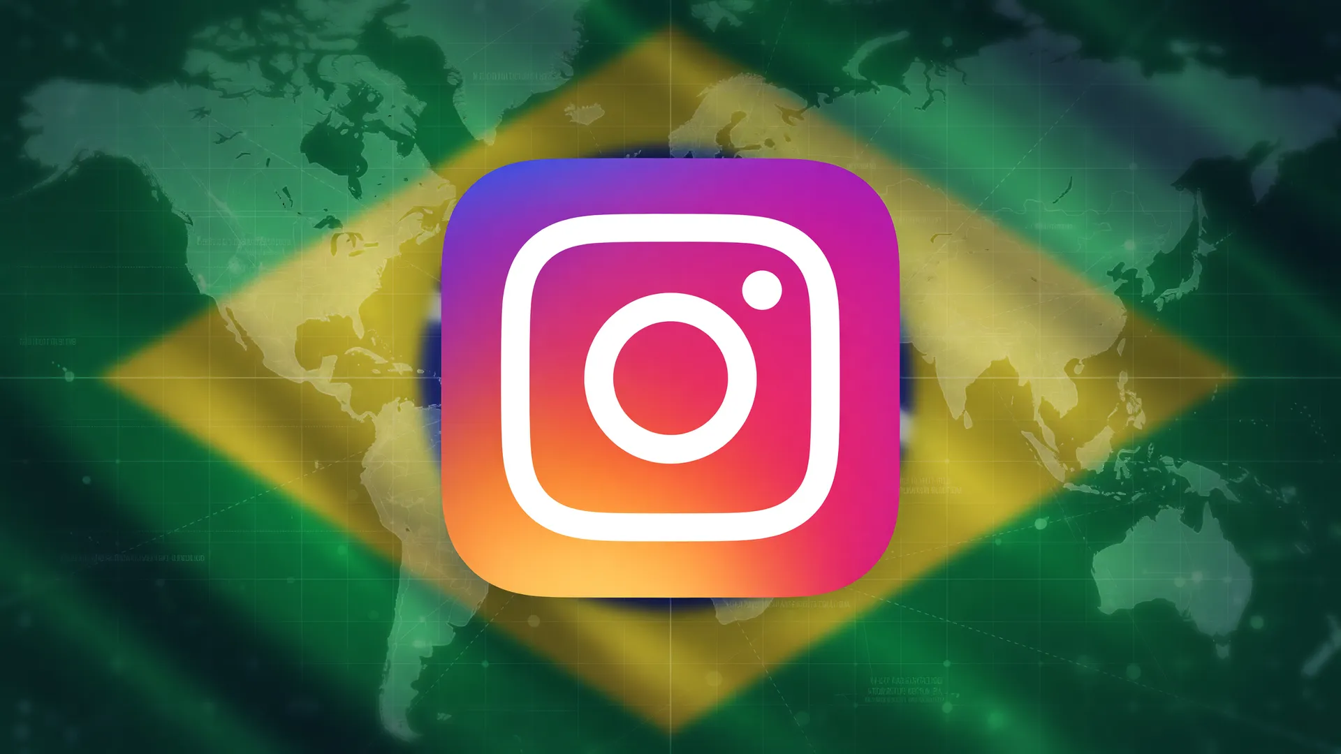 Mapa do Instagram localização exata integrado com o símbolo do Brasil em composição editorial sobre privacidade