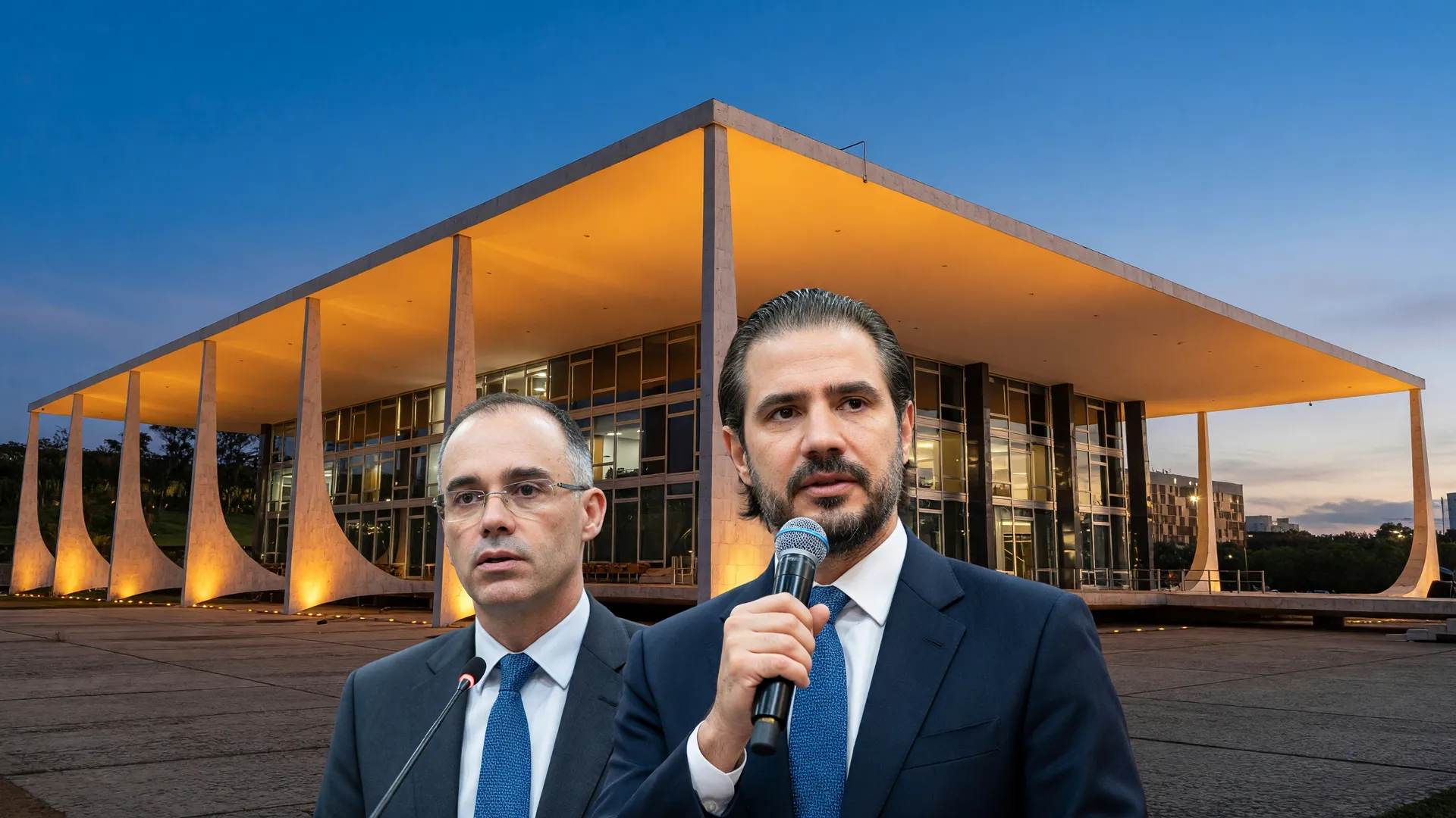 Editorial com STF, Daniel Vorcaro e André Mendonça, ilustrando decisão sobre PGR contra prisão domiciliar de Vorcaro