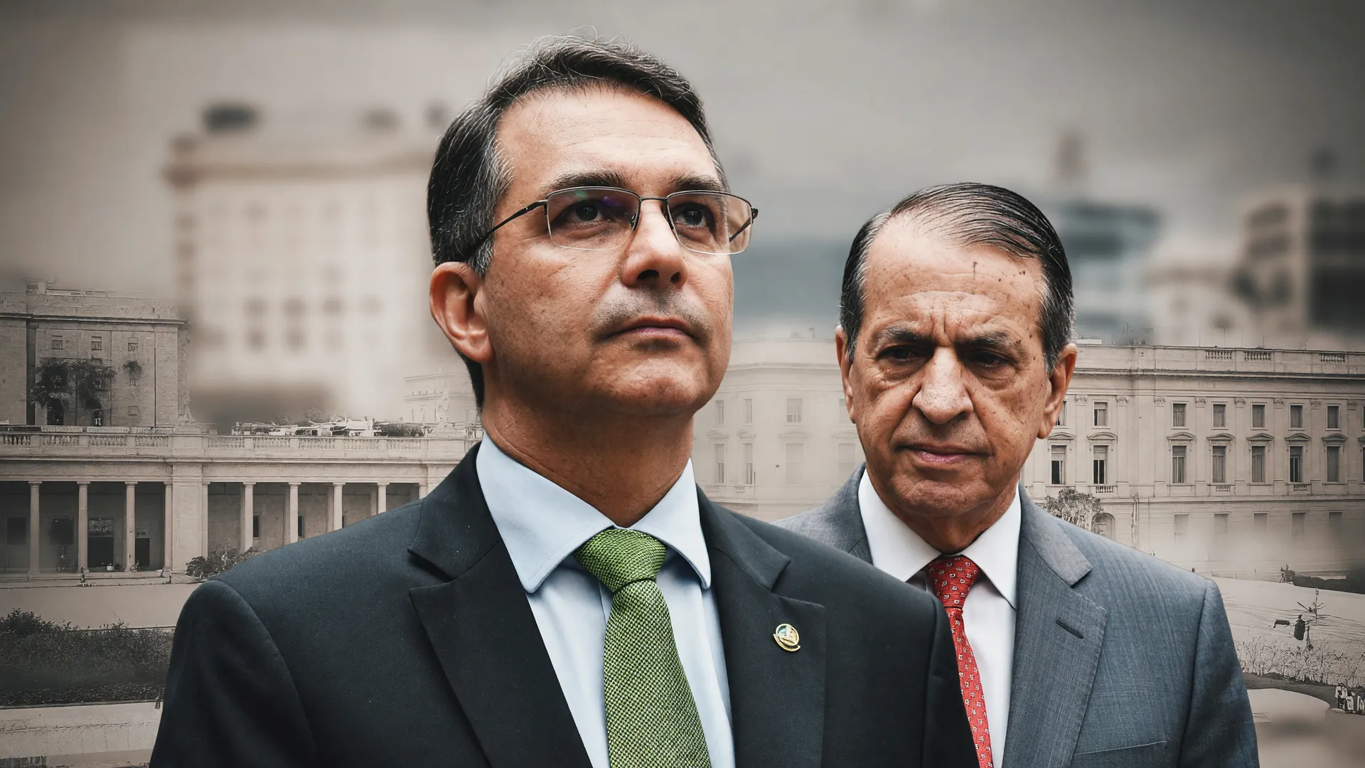 Flávio Bolsonaro e Valdemar Costa Neto em composição editorial sobre as pré-candidaturas PL Goiás 2026