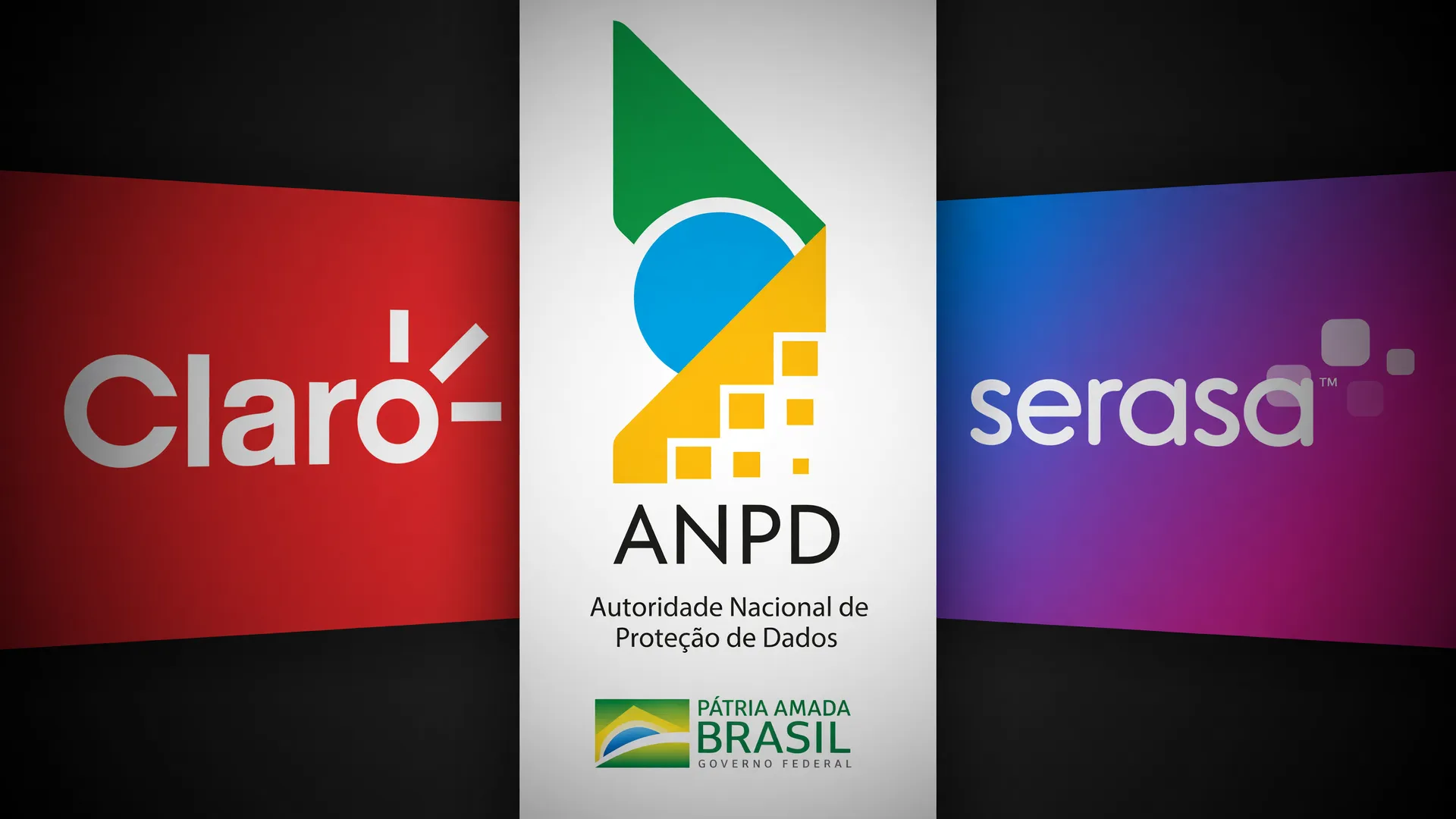 Logos institucionais ANPD, Claro e Serasa representando o processo ANPD Claro compartilhamento dados