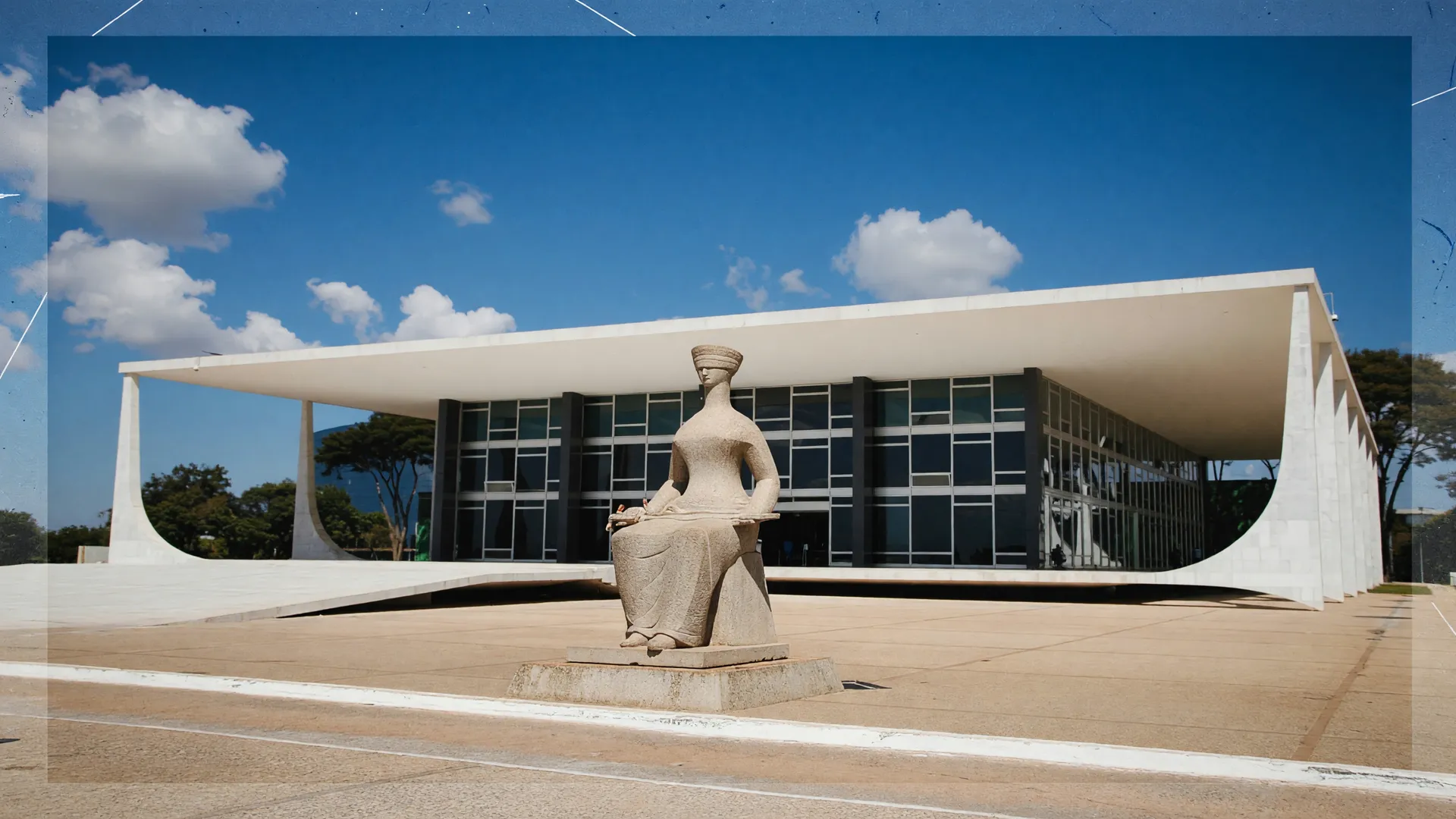 Fachada icônica do STF com escultura de justiça, representando decisão sobre provas nulas em crimes sexuais