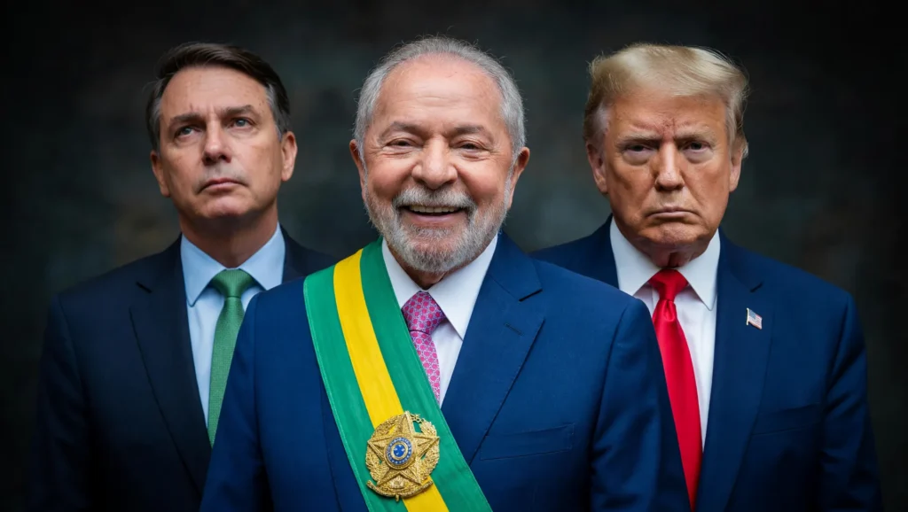 Lula e Flávio Bolsonaro em confronto sobre tarifa americana 25% entre Brasil e EUA
