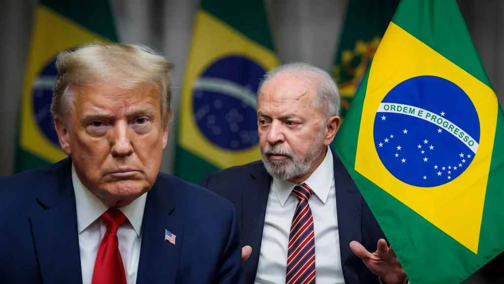 Trump e Lula em conflito comercial sobre tarifas 25% aos produtos brasileiros nos EUA