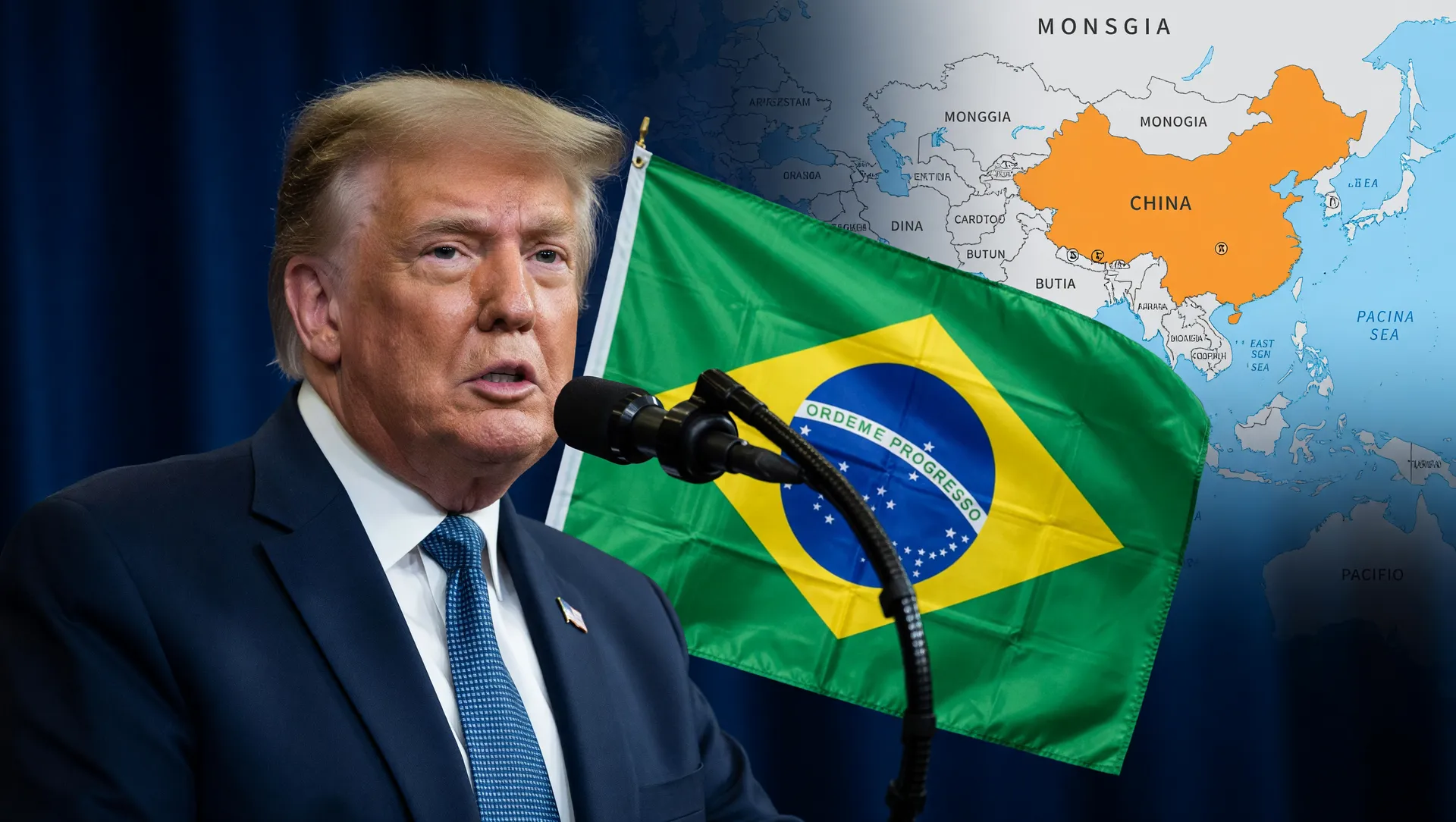 Trabalho forçado carne bovina Brasil: Trump, bandeira brasileira e China em tensão comercial