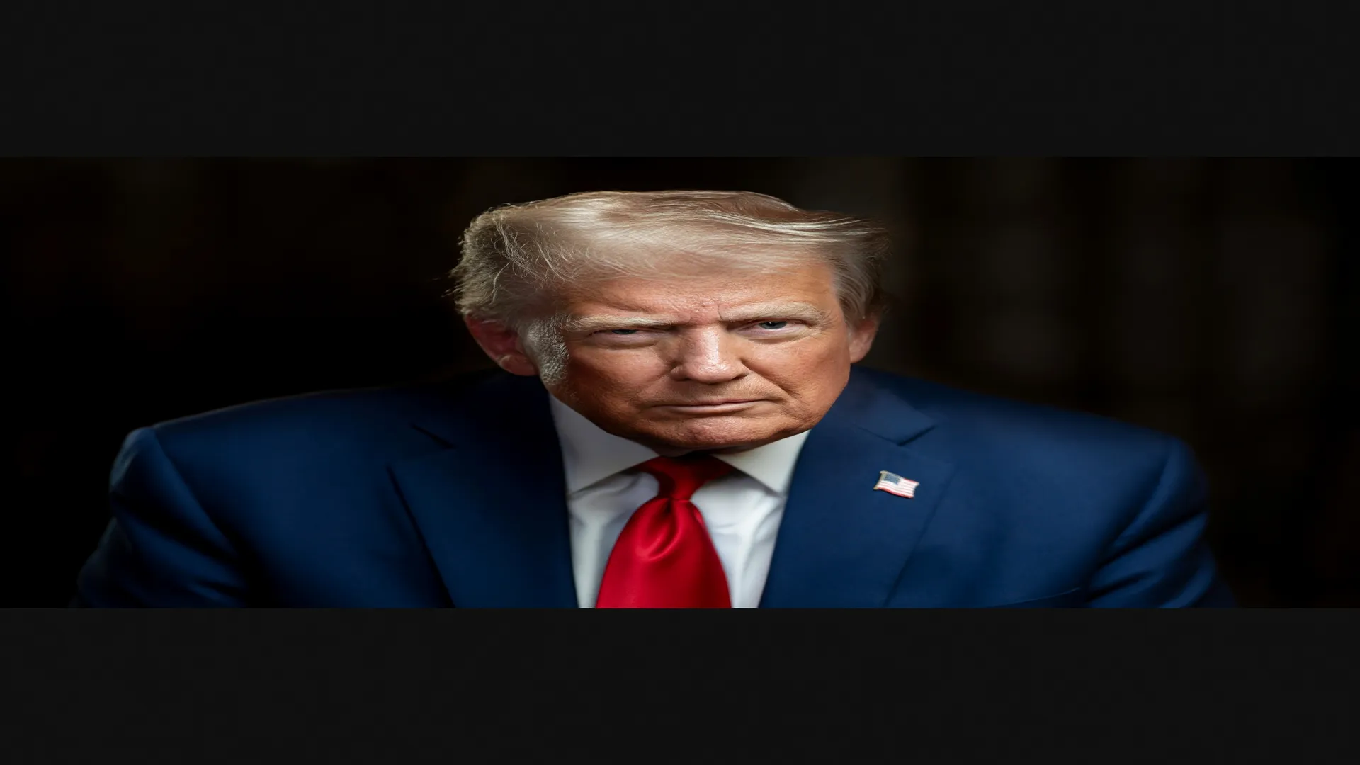 Retrato presidencial de Trump para reportagem sobre sua declaração de renda em criptomoedas em 2025