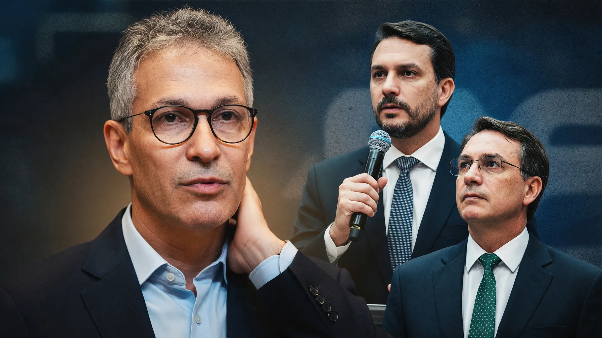 Zema critica Flávio Bolsonaro Vorcaro em composição de retratos políticos de confronto