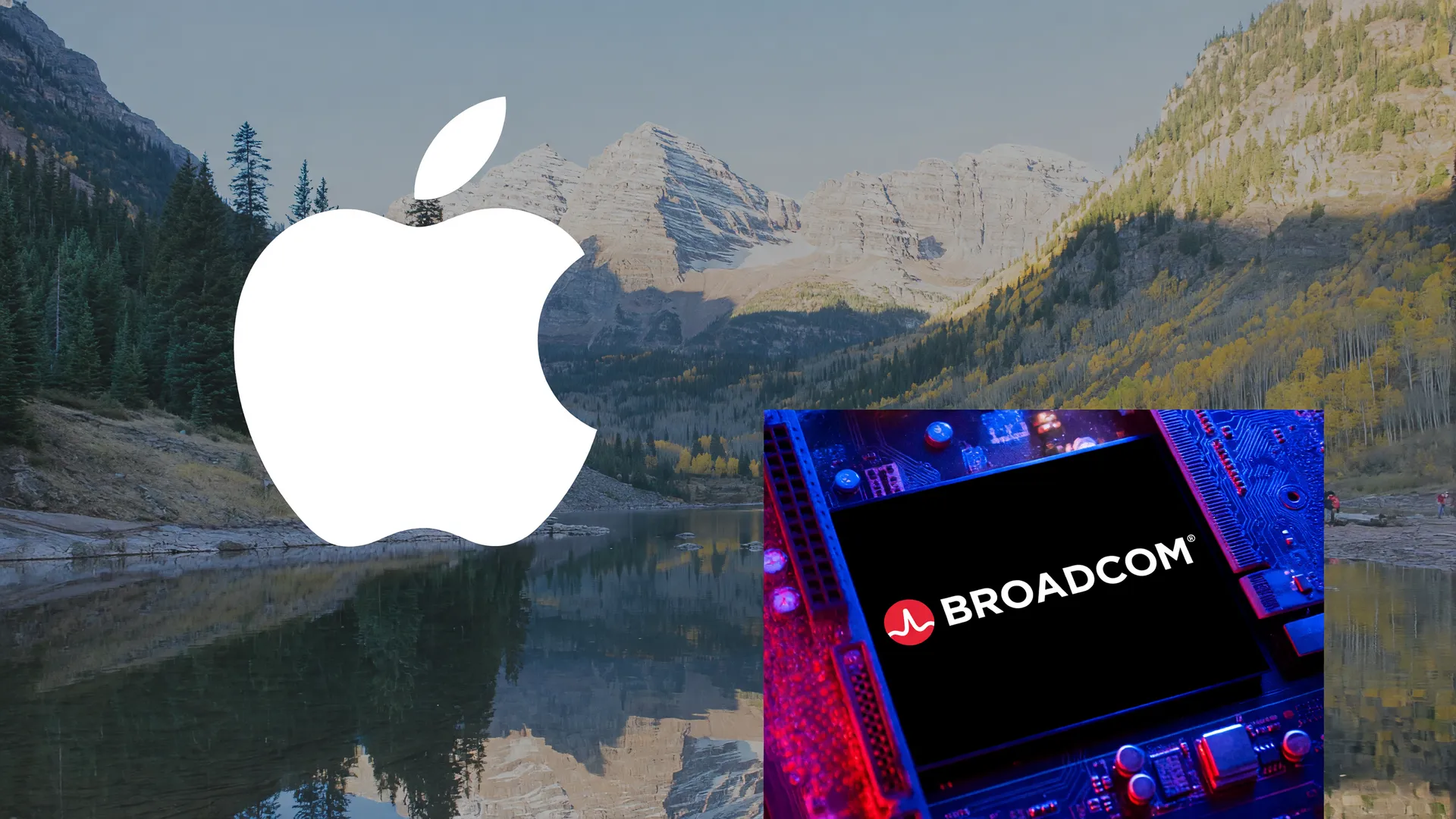 Acordo Apple Broadcom chips semicondutores: logo com circuitos iluminados e Colorado