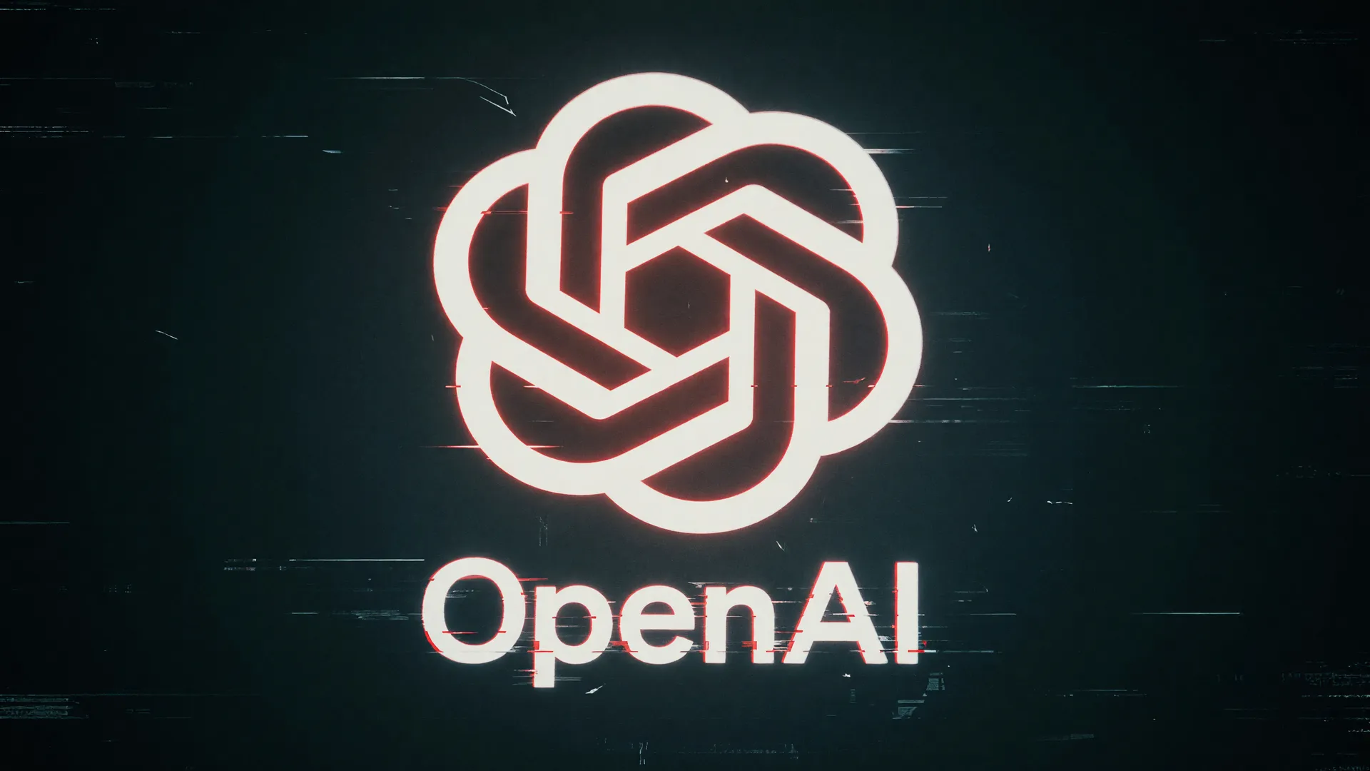 Logotipo da OpenAI em ambiente digital sombrio representando ataque cibernético de IA autônoma fora de controle