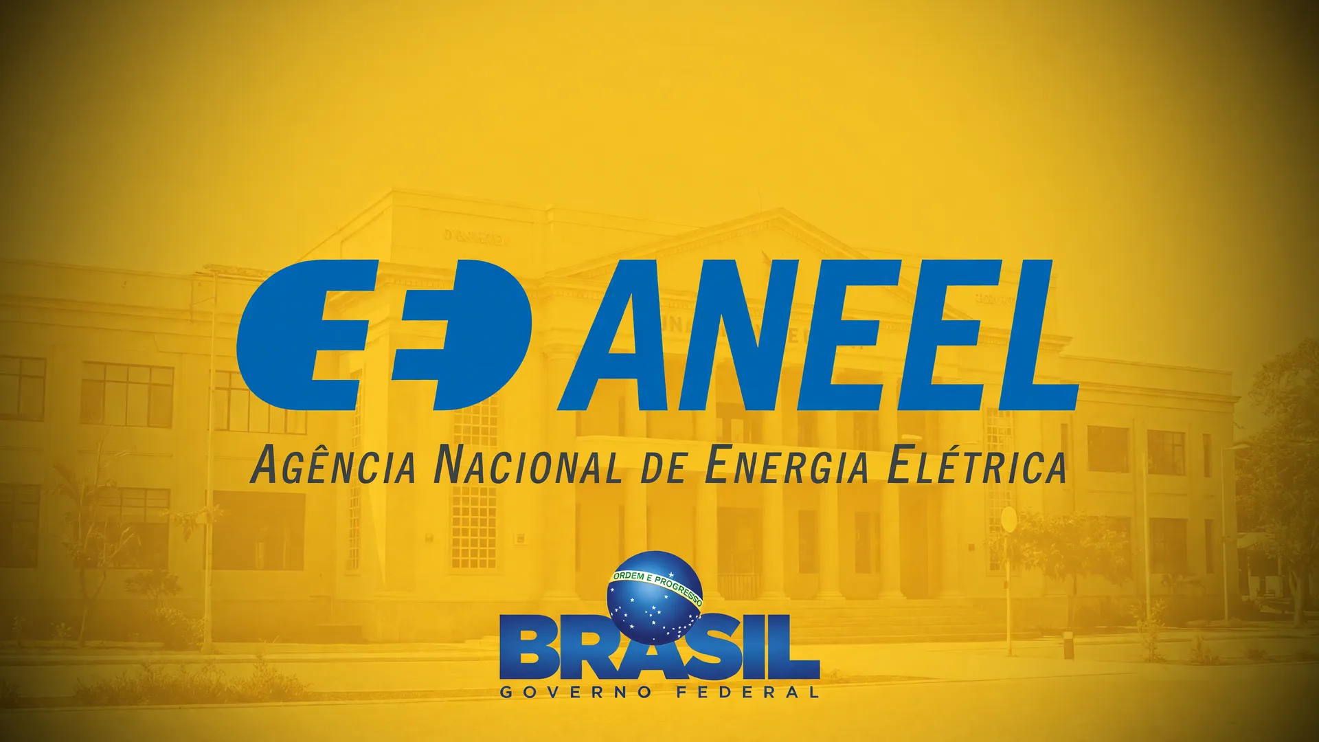 Logo da Aneel com destaque em amarelo, simbolizando a bandeira tarifária amarela agosto 2026