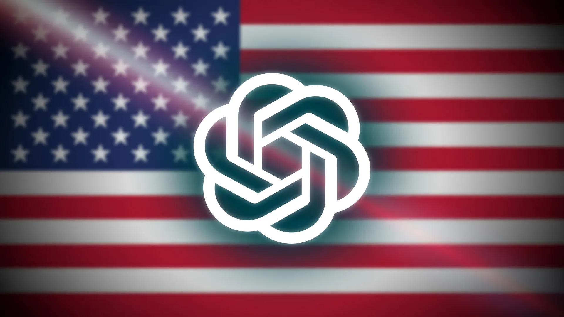 Bandeira dos EUA e logotipo da OpenAI simbolizam o botão de desligar IA proposto pelo governo americano