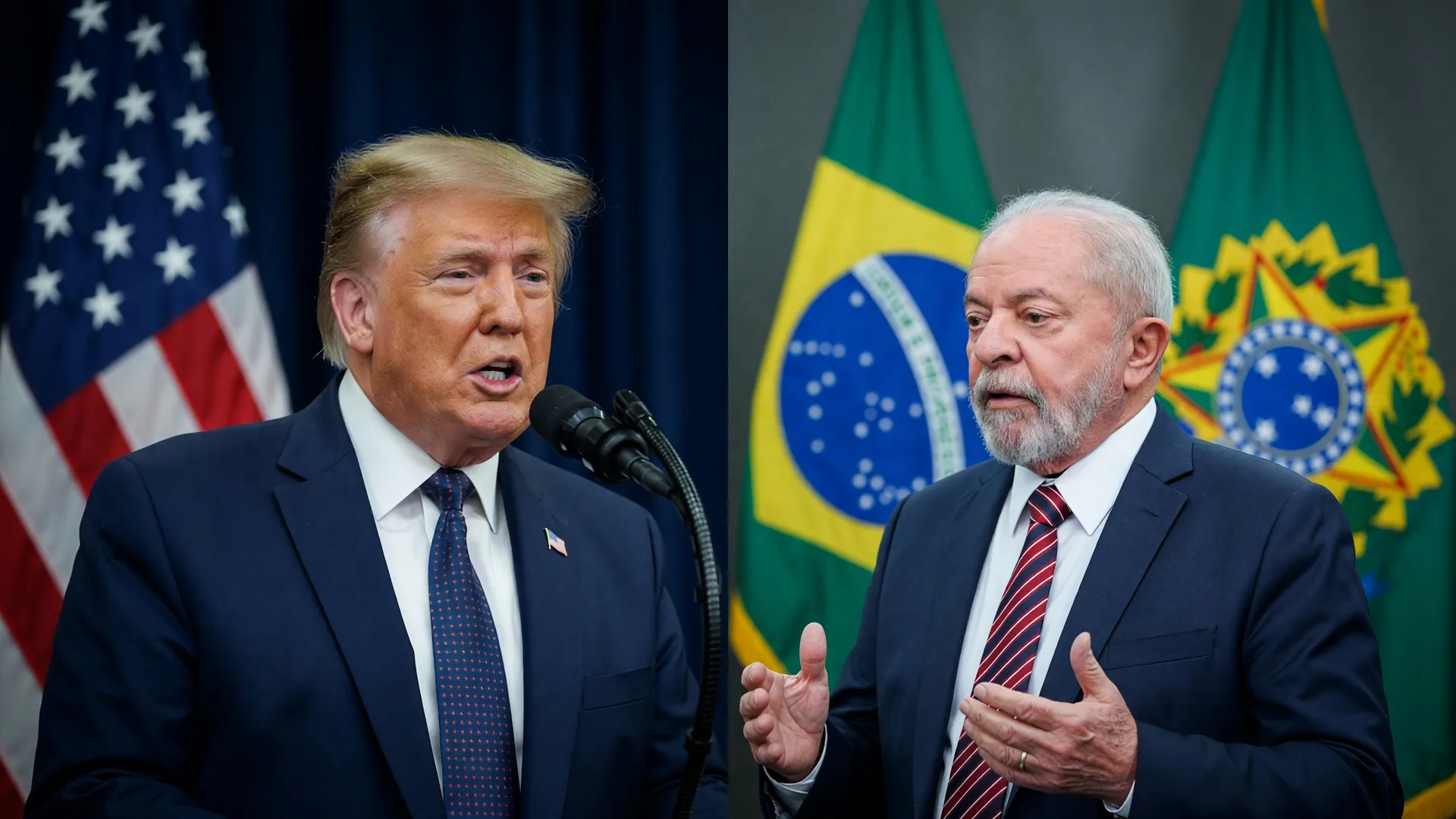 Brasil avalia retaliar tarifaço de Trump: Lula e Trump representam a disputa comercial Brasil-EUA