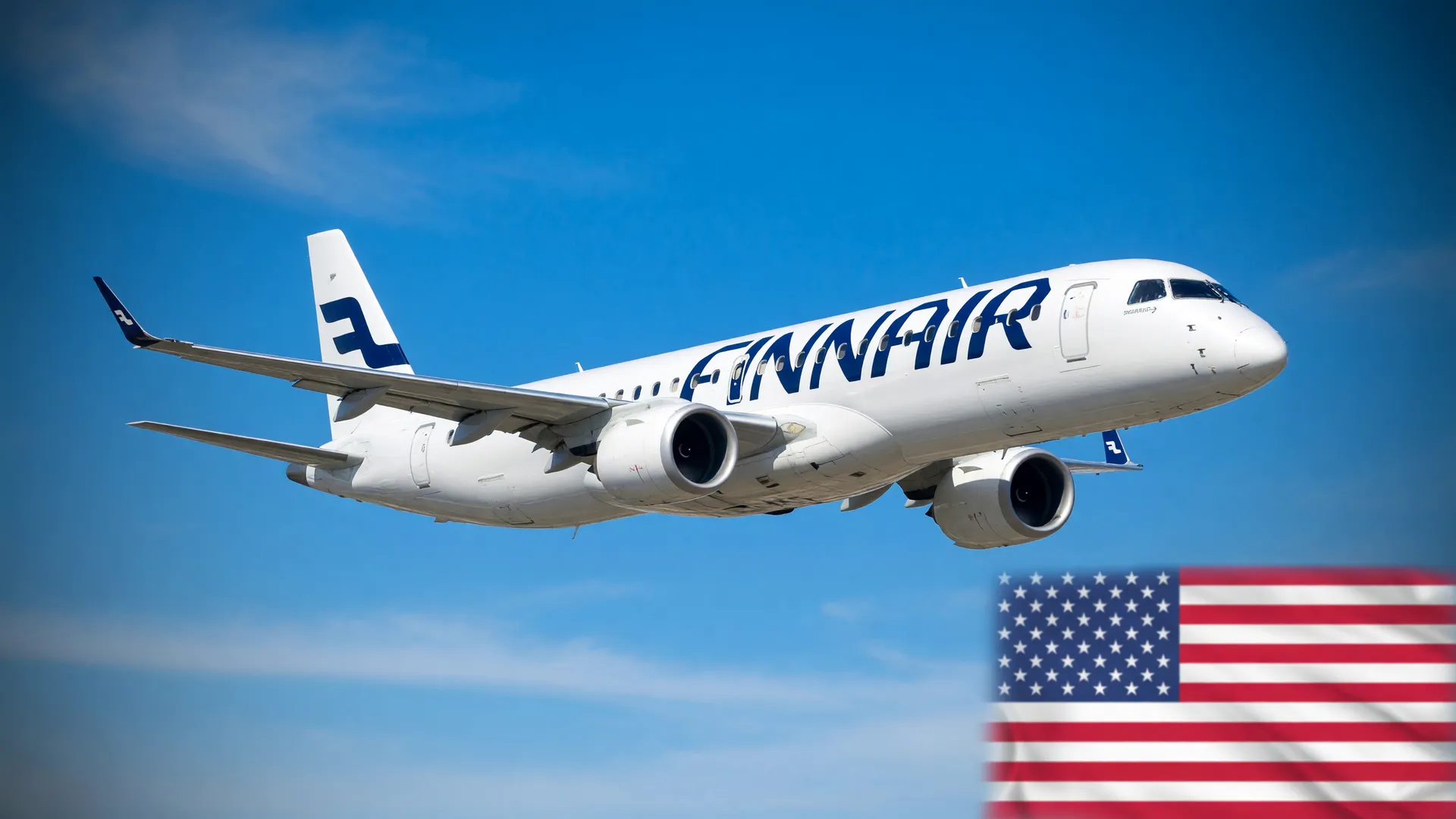 Aeronave da Embraer em voo com bandeira dos EUA ao fundo, simbolizando acordo do carro voador da Embraer.