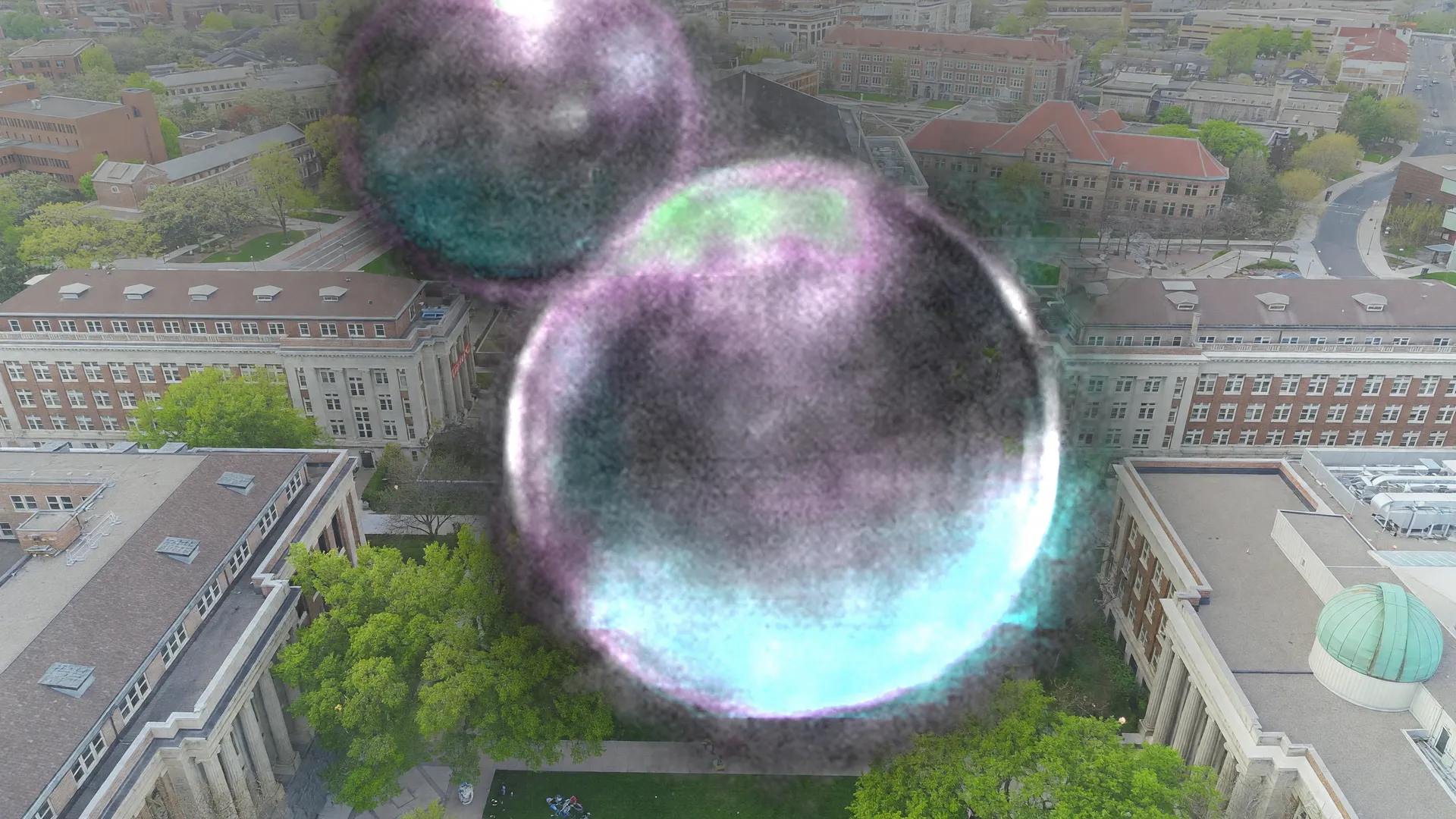 Célula sintética em cores vívidas com estruturas brilhantes mostrando como a célula sintética cresce e se divide