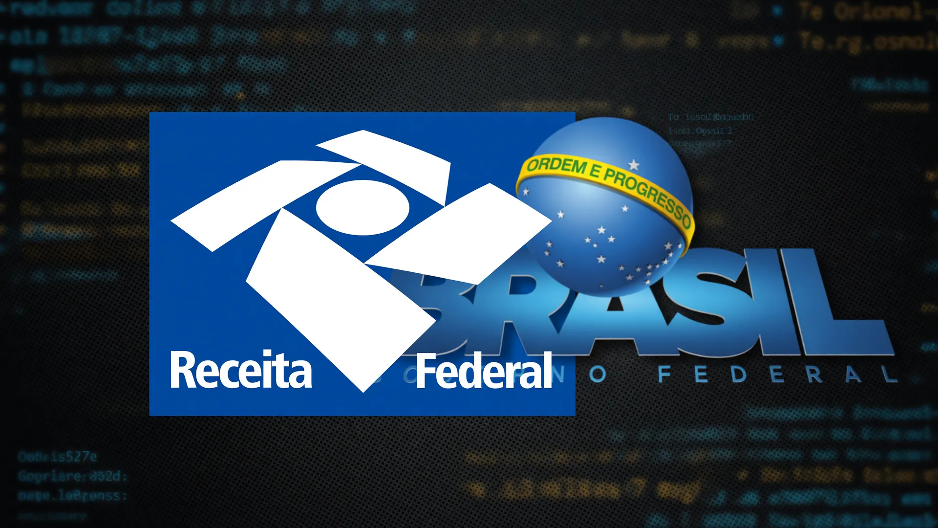 Logo da Receita Federal ao lado do símbolo do Governo Federal, representando a mudança para o CNPJ alfanumérico com letras