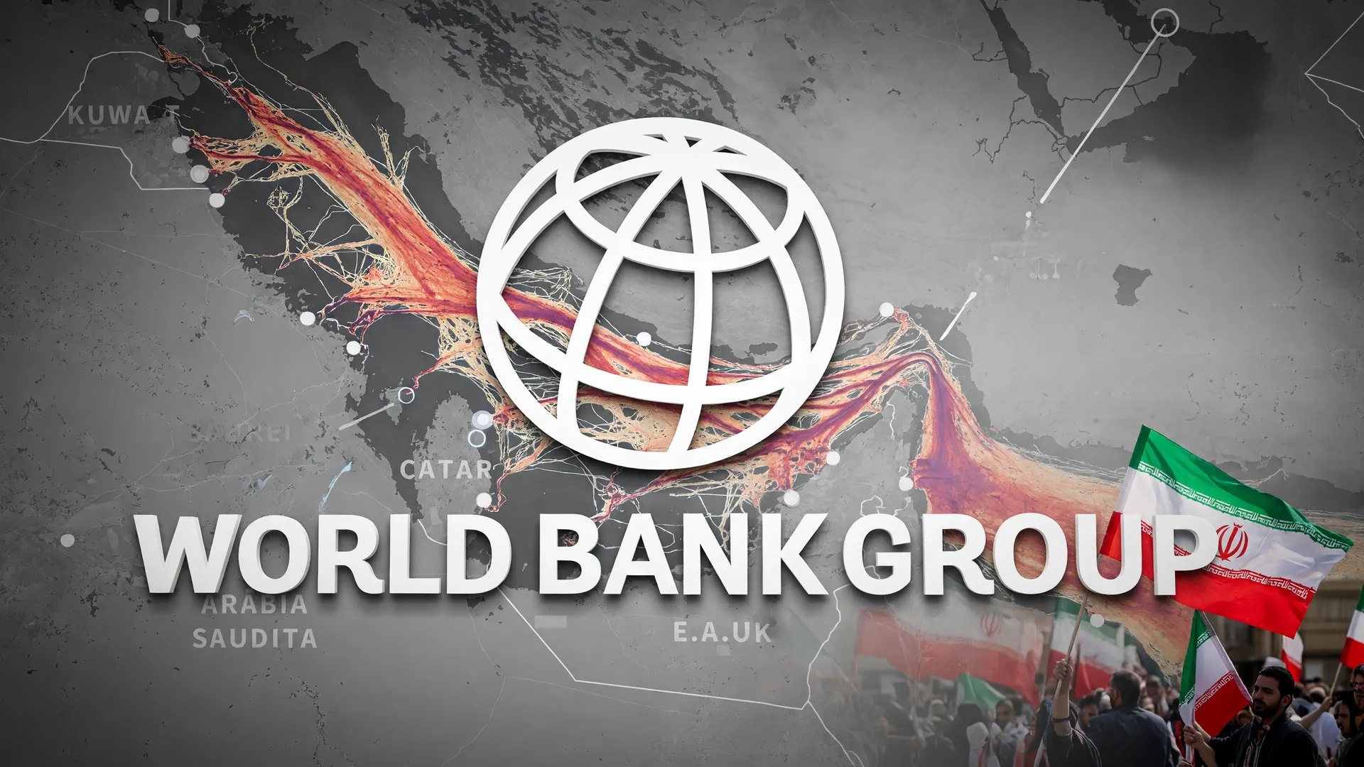 Mapa do Estreito de Ormuz e sede do Banco Mundial ilustram risco ao crescimento global na guerra Irã EUA