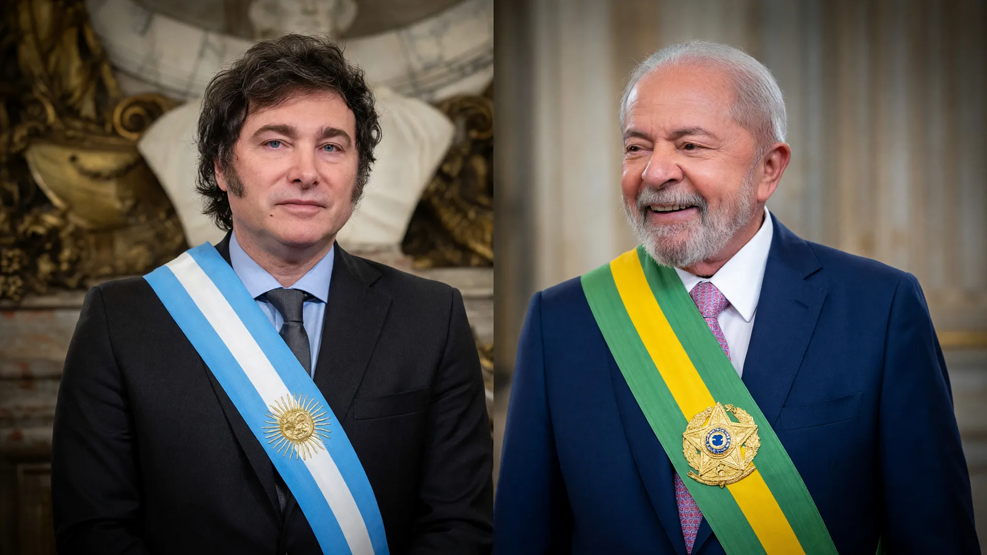 Retratos oficiais de Lula e Milei simbolizam a crise diplomática Argentina e Brasil
