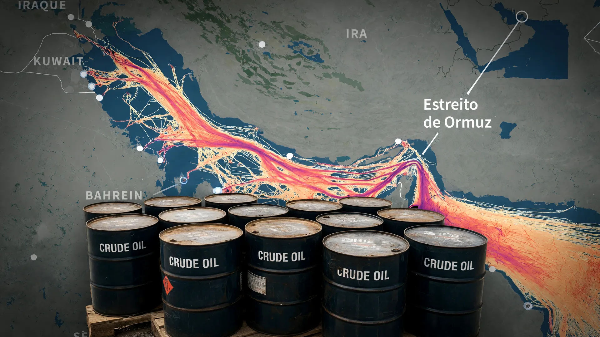 Barris de petróleo e o Estreito de Ormuz simbolizam como dólar sobe tensão Irã EUA impacta mercados financeiros.