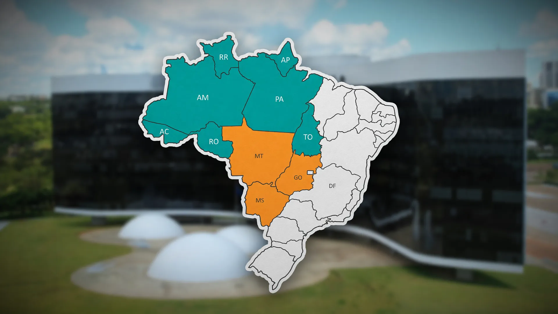 TSE ao fundo com mapa do Brasil destacando Norte e Centro-Oeste, simbolizando o eleitorado brasileiro nas eleições 2026