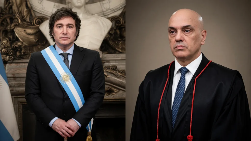 Milei e Moraes ilustram crise diplomática que levou à convocação do embaixador do Brasil na Argentina